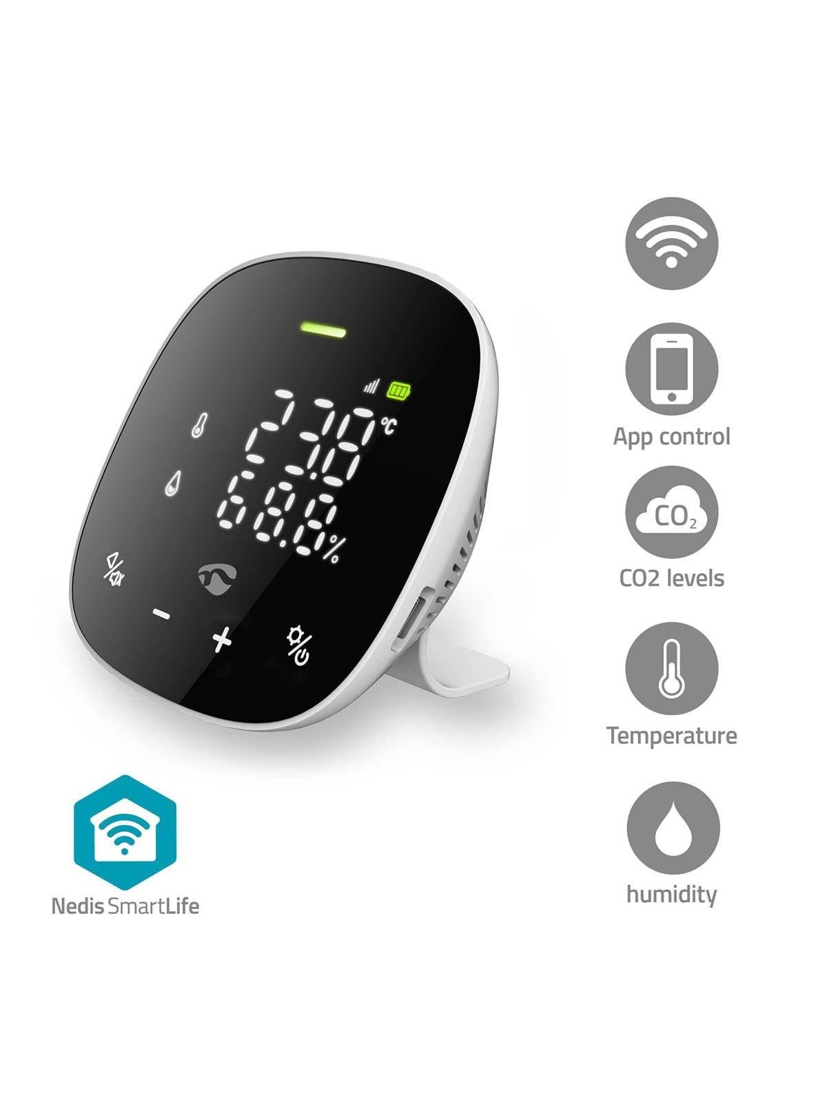 Nedis Smartlife Air Quality Meter Wi-fi Incl. Display Humidity / Carbon Dioxide (Co2) / Temperature Android / Ios White / Black - Smart Home - 