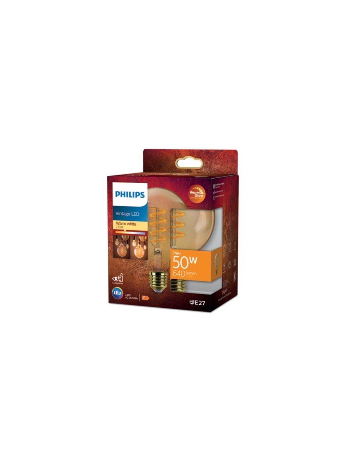 Philips Led-lampe Vintage G95 640lm 7W(50w) Warmglow Dimmable Amber E27 - Led Birnen - 929003807101