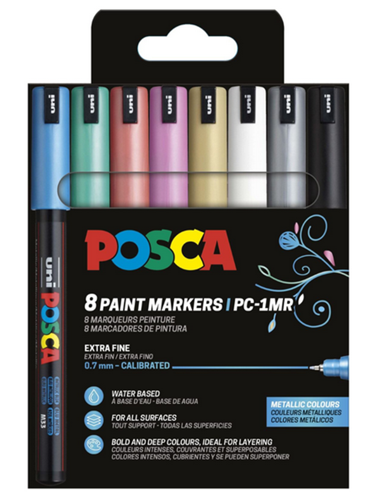 Posca Pc-1mr - 8 Pcs - Water-based Pigment - Metallic Colors - Utensilien Zum Schreiben Und Zeichnen - 401653