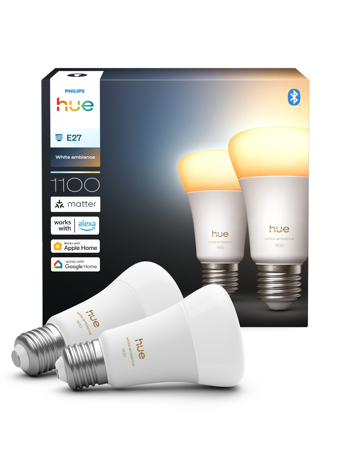 Philips Hue A60 - Smarte Lampe E27 - 1100 lm - Doppelpack - Smart Home - 929003854902
