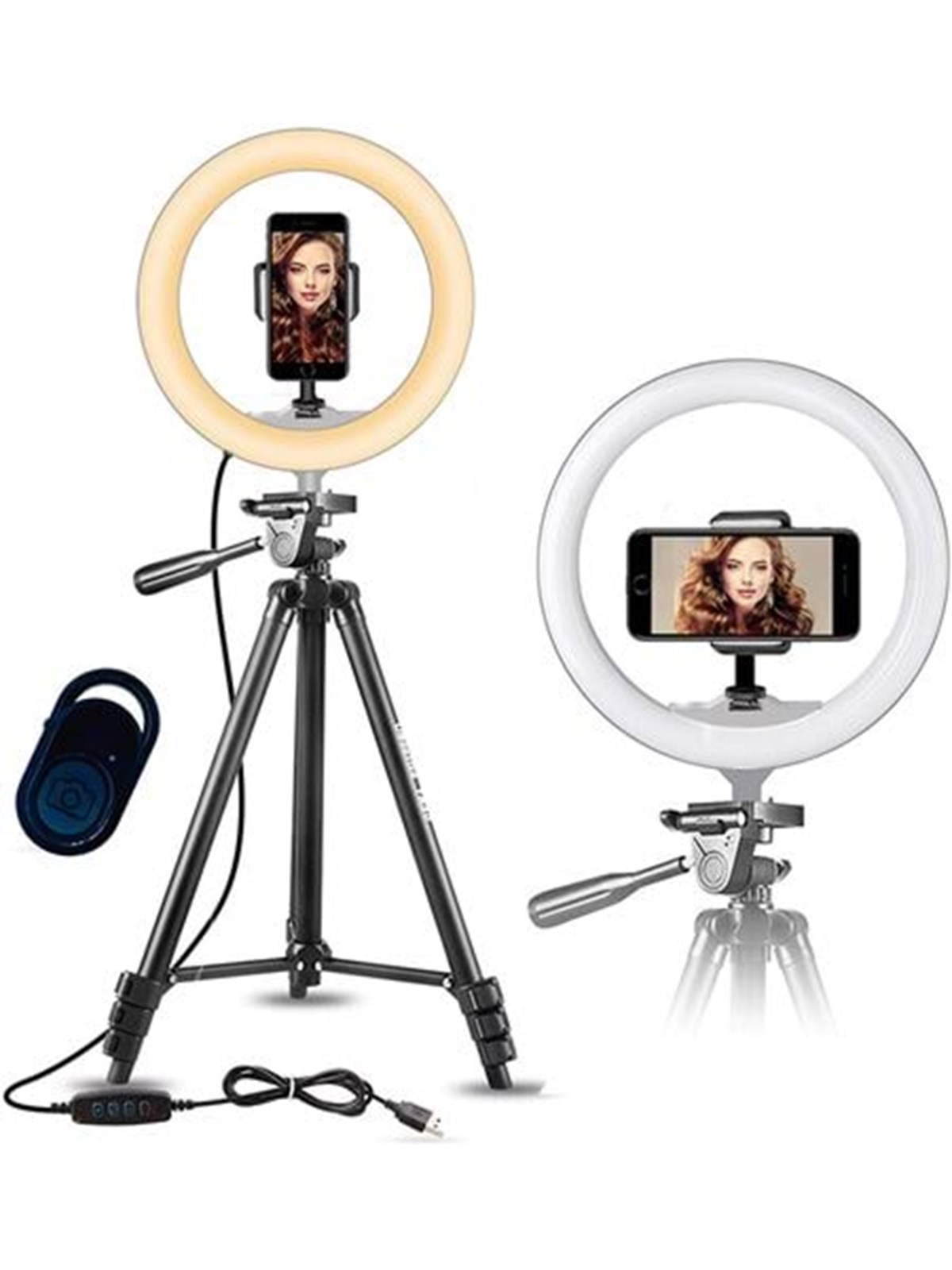 Pro Ringlicht Stativ 10"- 52-136 cm - Bluetooth Fernbedienung - 3000-6500k - Gadget - 6583
