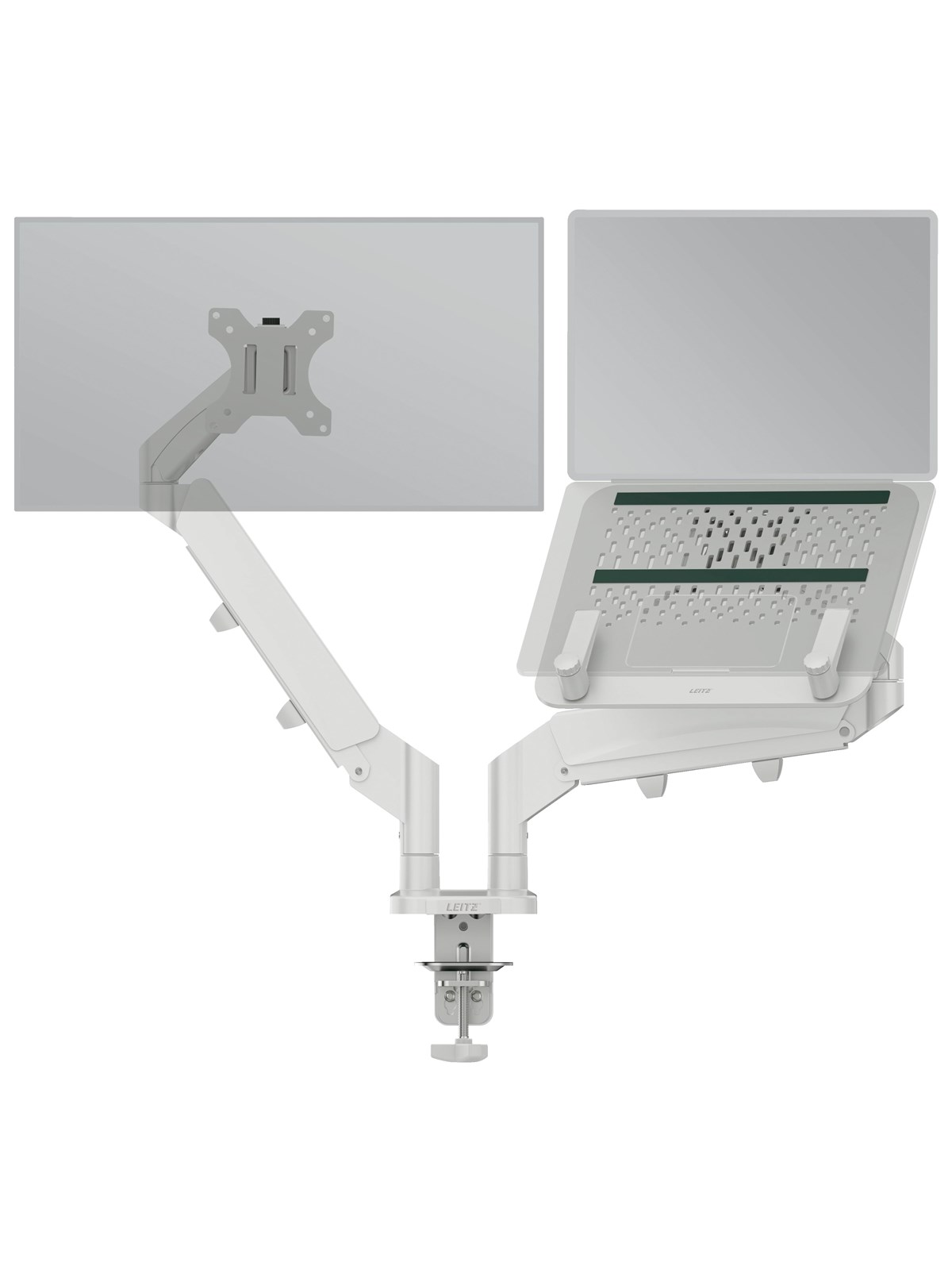 Leitz Ergo Platzsparender Dual Monitorarm Mit Laptophalterung, Grau - Monitorhalterung - 65380085