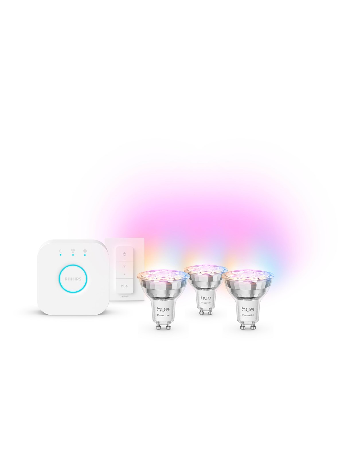 Philips Hue Essential Starter Kit: 3 Gu10 Smart Bulbs (345 Lumen) + Dimmer Switch - Smart Home - 929004235709