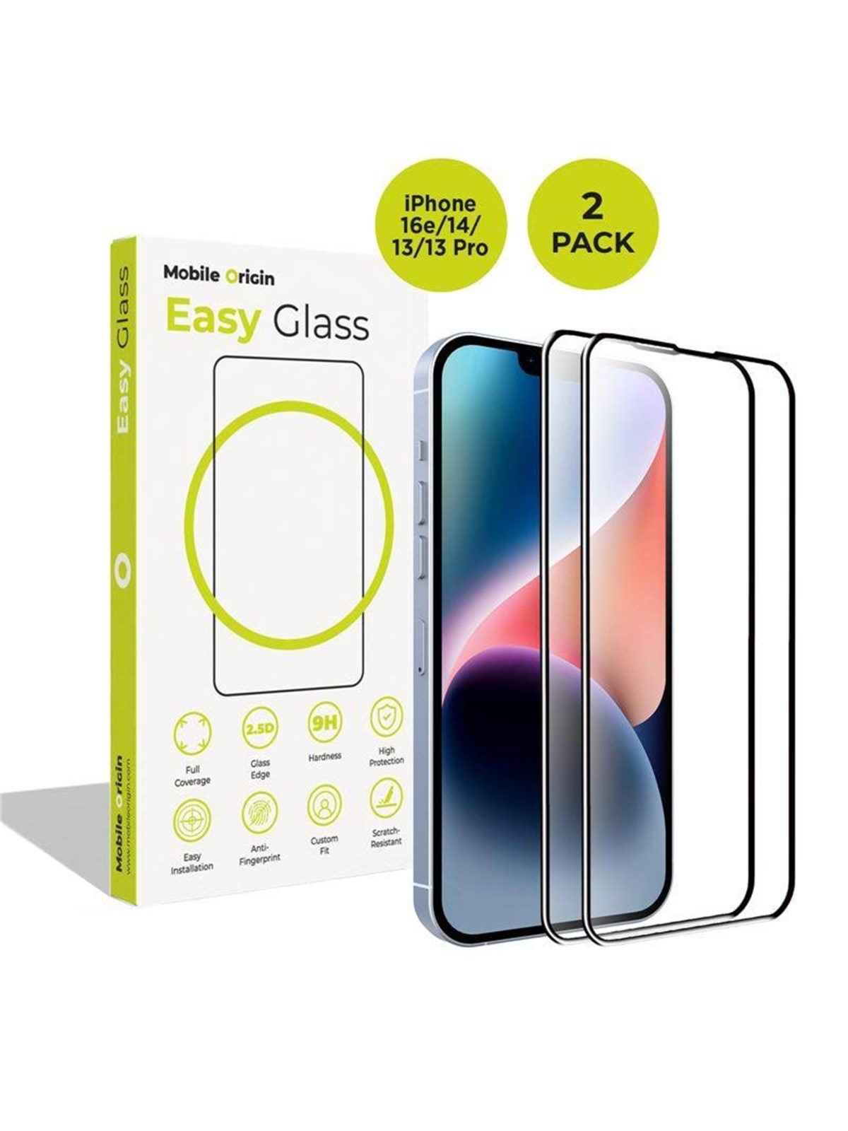 Mobile Origin Easyglass Iphone 17e/16e/14/13/13 Pro - 2 Pack - Handys Schutzfolie - Frl-eg-i14-2pk