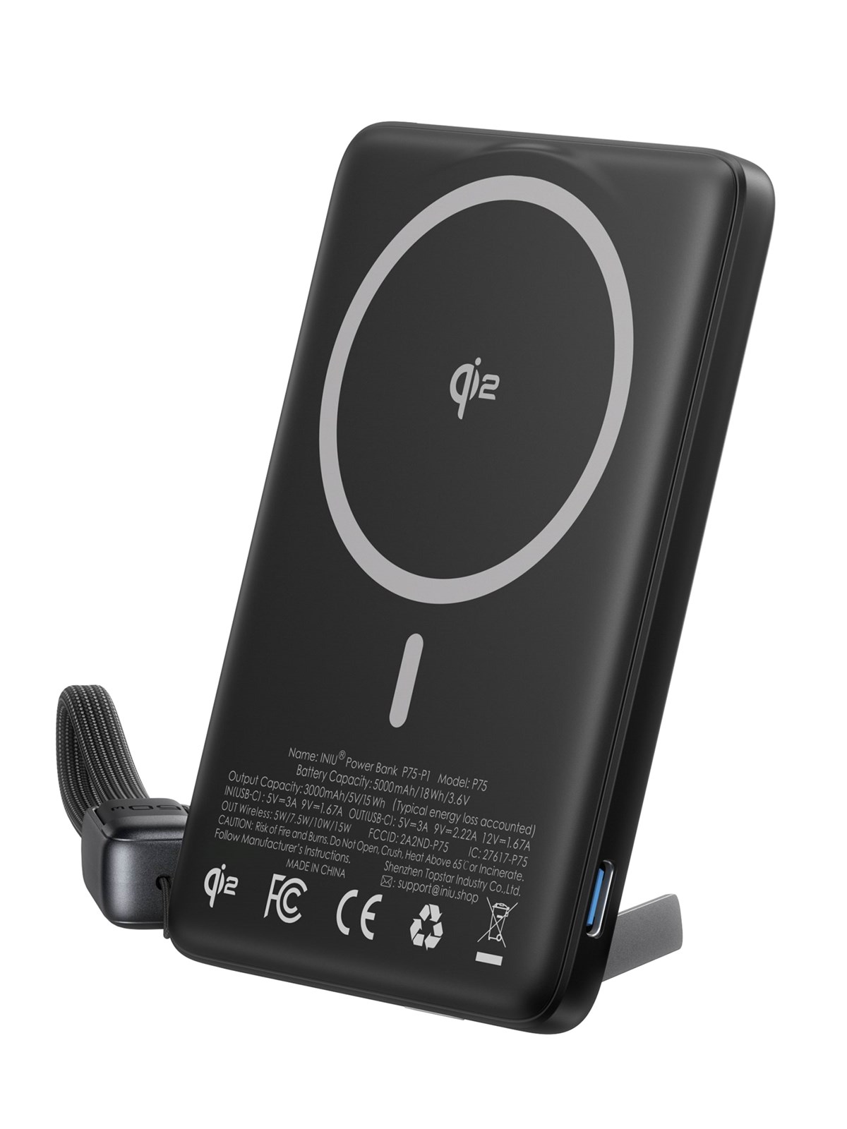 Iniu Magpro Slim 5K Black | P75-p1 Powerbank (Akku) - Schwarz - 5000 Mah - Powerbank Akku - 6975141096073