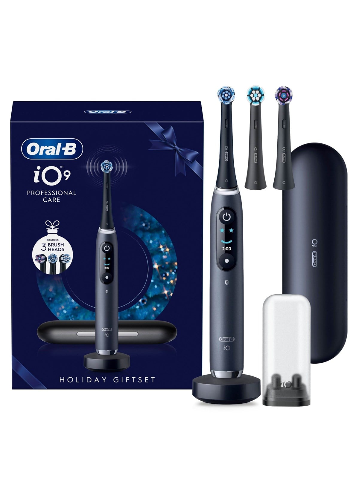 Oral-b Zahnbürste Io9 Black Gift Pack Incl. Charging Travel Case + 2 Extra Brush Heads - Elektrische Zahnbuersten - 8006530069199