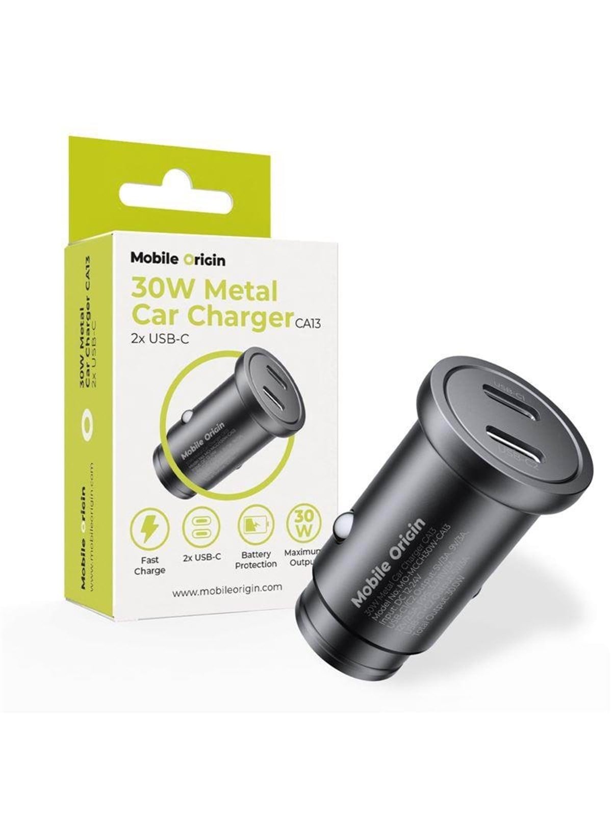 Mobile Origin Metal Car Charger 30w - Ca13 - 2x Usb-c - Handys Adapter Und Ladegeraete - Mo-mcch30w-ca13