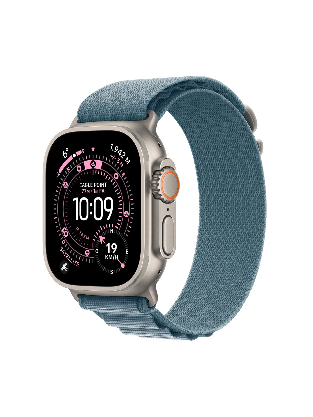 Apple Watch Ultra 3 Gps + Cellular 49mm Natural Titanium Case With Light Blue Alpine Loop - Small - Smartwatches Pulsuhren Sportuhren Schrittzaehler -