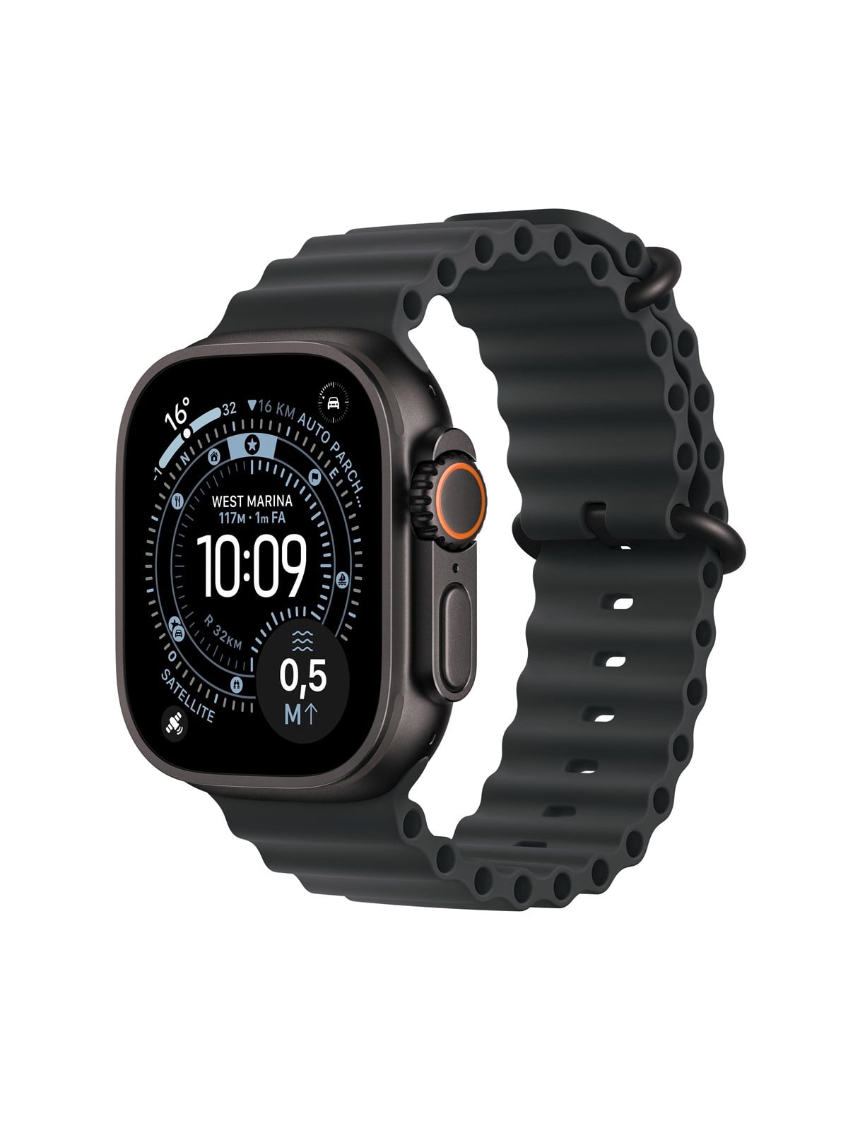 Apple Watch Ultra 3 Gps + Cellular 49mm Black Titanium Case With Black Ocean Band - Smartwatches Pulsuhren Sportuhren Schrittzaehler - Mf0j4dh/a