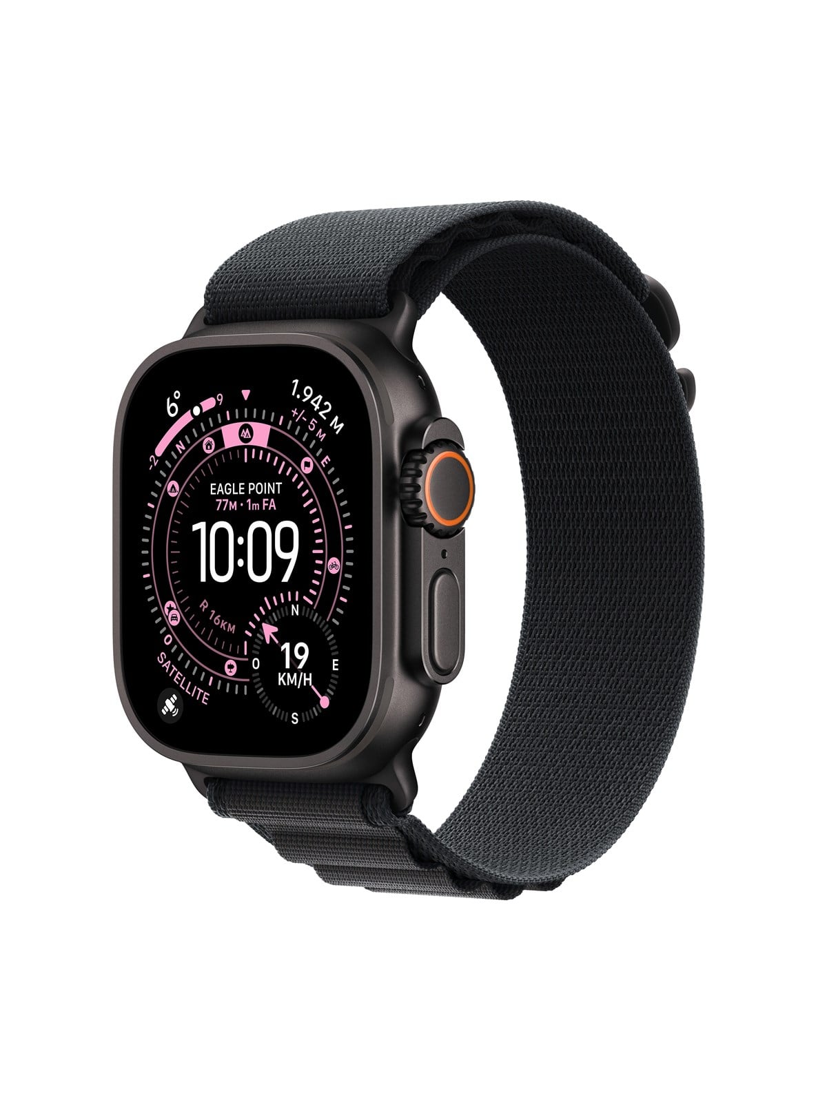 Apple Watch Ultra 3 Gps + Cellular 49mm Black Titanium Case With Black Alpine Loop - Medium - Smartwatches Pulsuhren Sportuhren Schrittzaehler - 