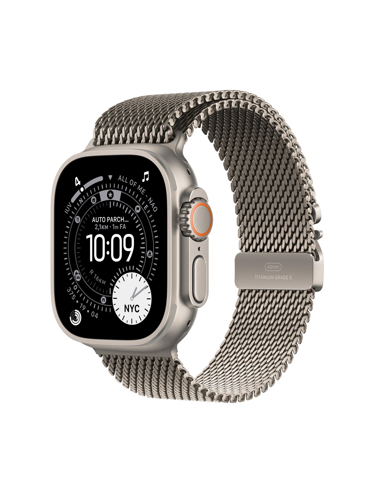 Apple Watch Ultra 3 Gps + Cellular 49mm Natural Titanium Case With Natural Titanium Milanese Loop - Medium - Smartwatches Pulsuhren Sportuhren 