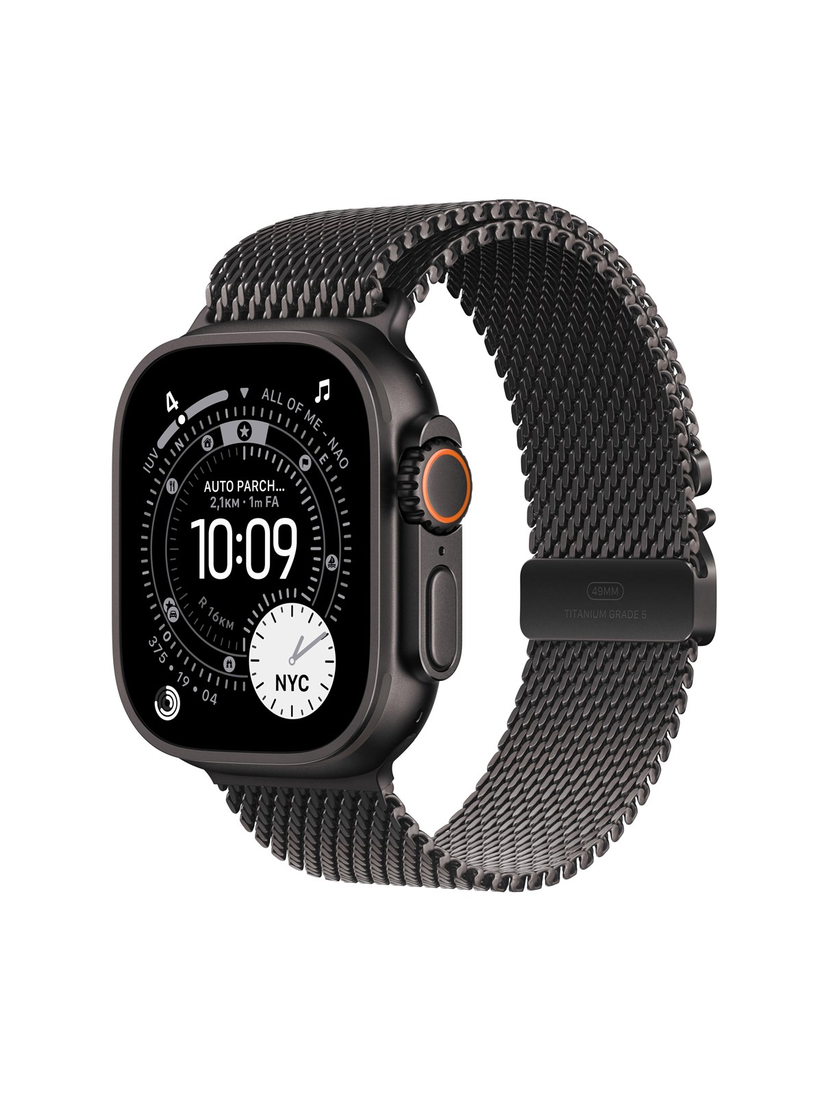 Apple Watch Ultra 3 Gps + Cellular 49mm Black Titanium Case With Black Titanium Milanese Loop - Medium - Smartwatches Pulsuhren Sportuhren 