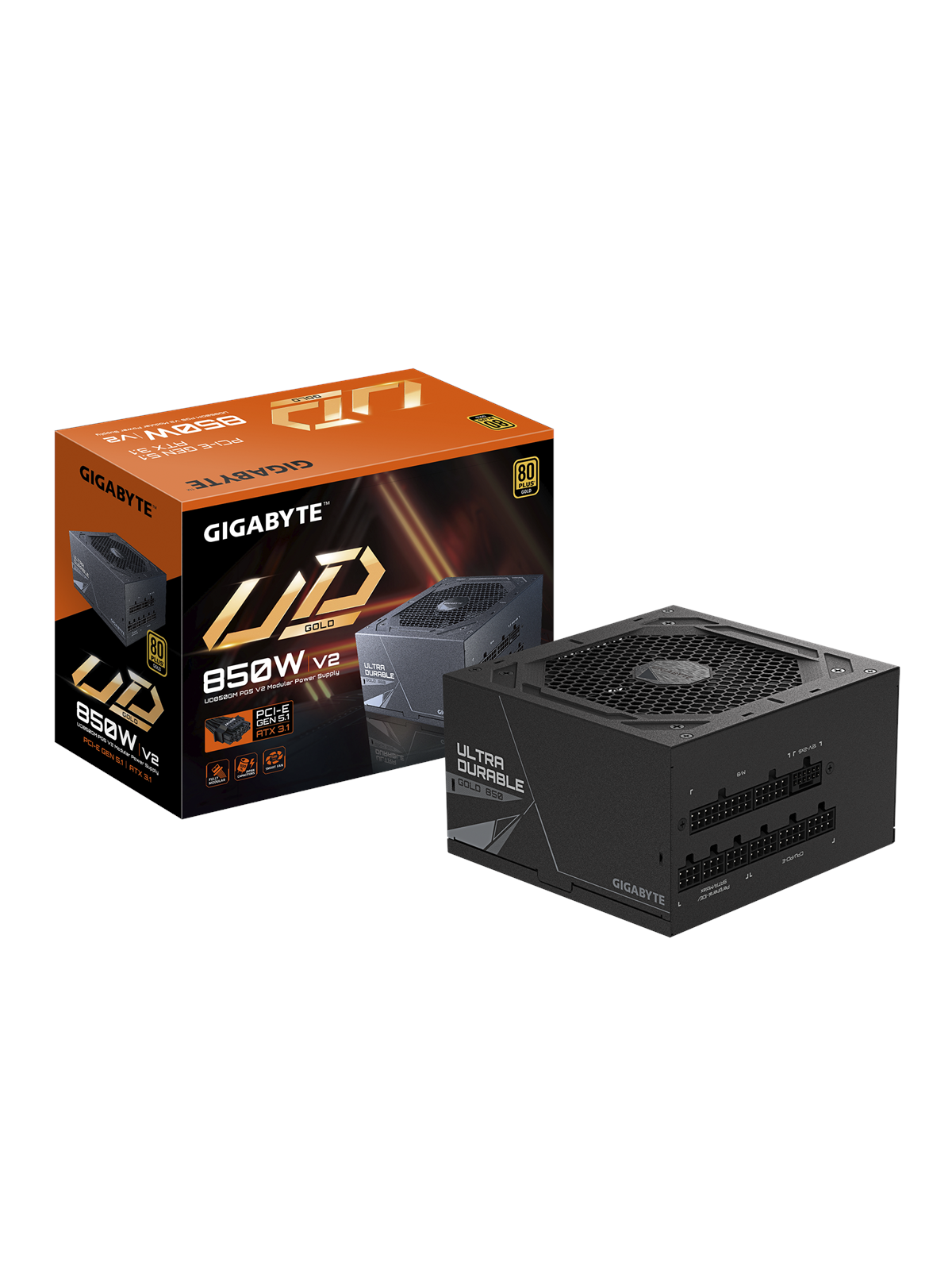 Gigabyte Ud850gm Pg5 V2 Netzteile - 850 Watt - 120 mm - Atx 3.1 - 80 Plus Gold Zertifiziert - Gp-ud850gm Pg5 V2