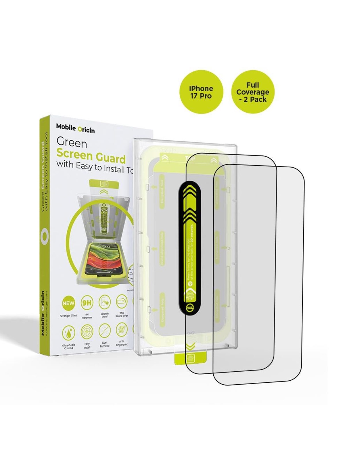 Mobile Origin Screen Guard With Easy Applicator - Full Coverage - 2 Pack - Iphone 17 Pro - Handys Schutzfolie - Sga-f-i17pro-2pk