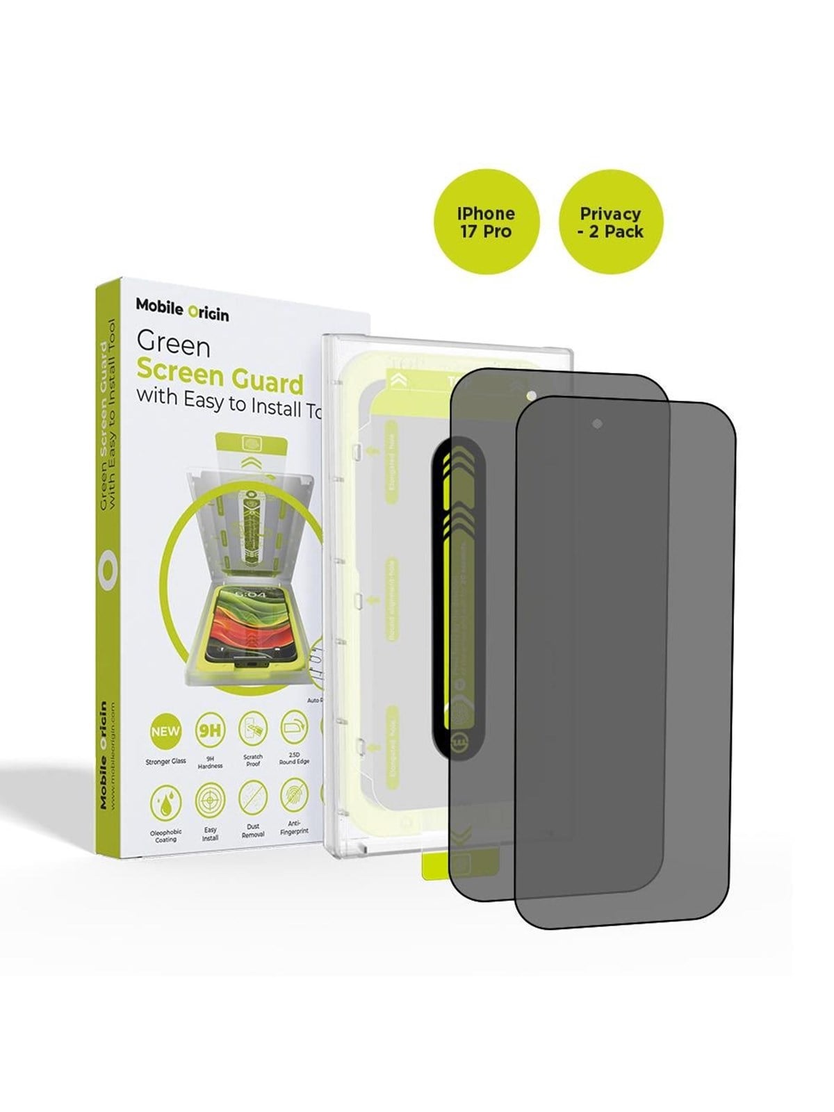 Mobile Origin Screen Guard Privacy With Easy Applicator - 2 Pack - Iphone 17 Pro - Handys Schutzfolie - Sga-fp-i17pro-2pk