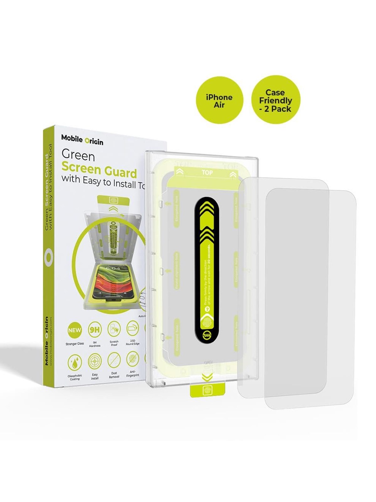 Mobile Origin Screen Guard With Easy Applicator - Case Friendly - 2 Pack - Iphone Air - Handys Schutzfolie - Sga-i17air-2pk
