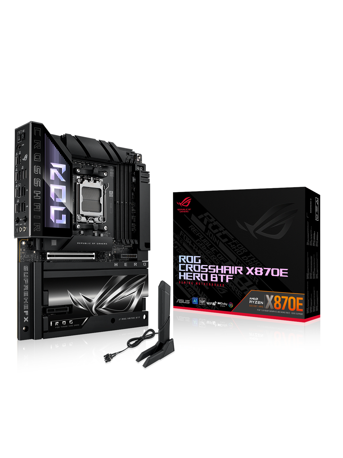 Asus Rog Crosshair X870e Hero Btf Edition Mainboard - Amd X870e - Amd Am5 Socket - Ddr5 Ram - Atx (Btf Standard) - 90mb1mx0-m0eay0