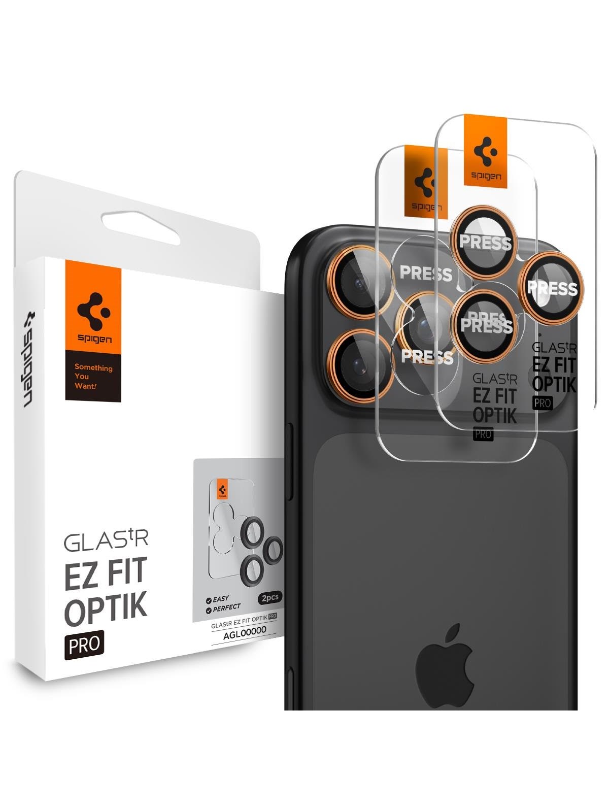 Spigen Glass tR EZ Fit Optik Pro 2 Pack - Orange - Iphone 17/16/15/14 Pro / 17/16/15/14 Pro Max - Handys Cover Cases - Agl10123
