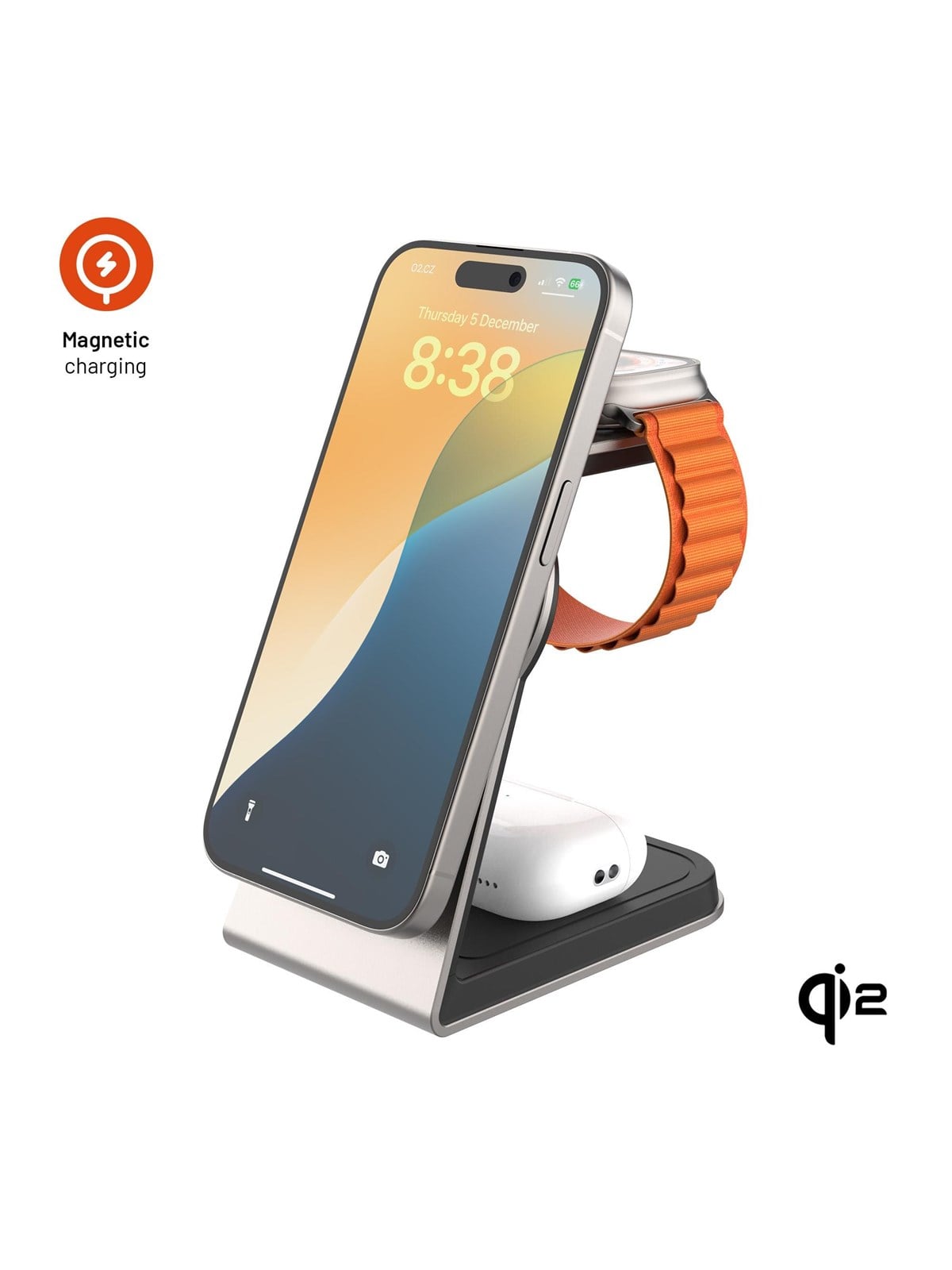 Fixed 3in1 Mag Alu Qi2 Wireless Charging Station Titanium - Handys Adapter Und Ladegeraete - Fixmpos-al2-ti