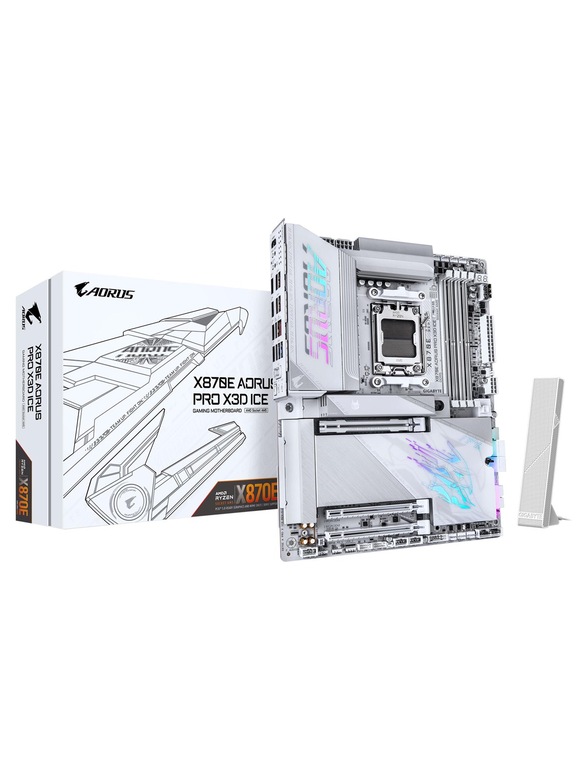 Gigabyte X870e Aorus Pro X3d Ice Mainboard - Amd X870e - Amd Am5 Socket - Ddr5 Ram - Atx - X870e A Pro X Ice