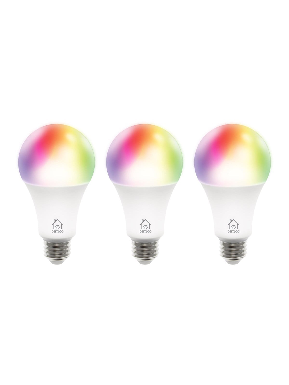 Deltaco Smart - Led Light Bulb - Shape: A60 - E27 - 9 W - Rgb/warm White/cold White Light - 2700-6500 K - White (Pack of 3) - Smart Home - Sh-