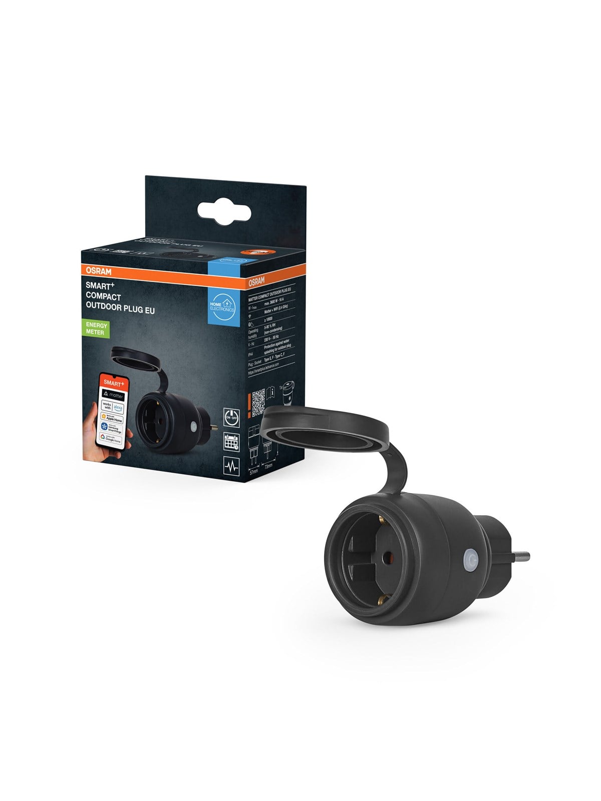 Osram Smart+ Frosted Outdoor Compact Plug 16a Energymeter Wifi - Smart Home - 4099854419249
