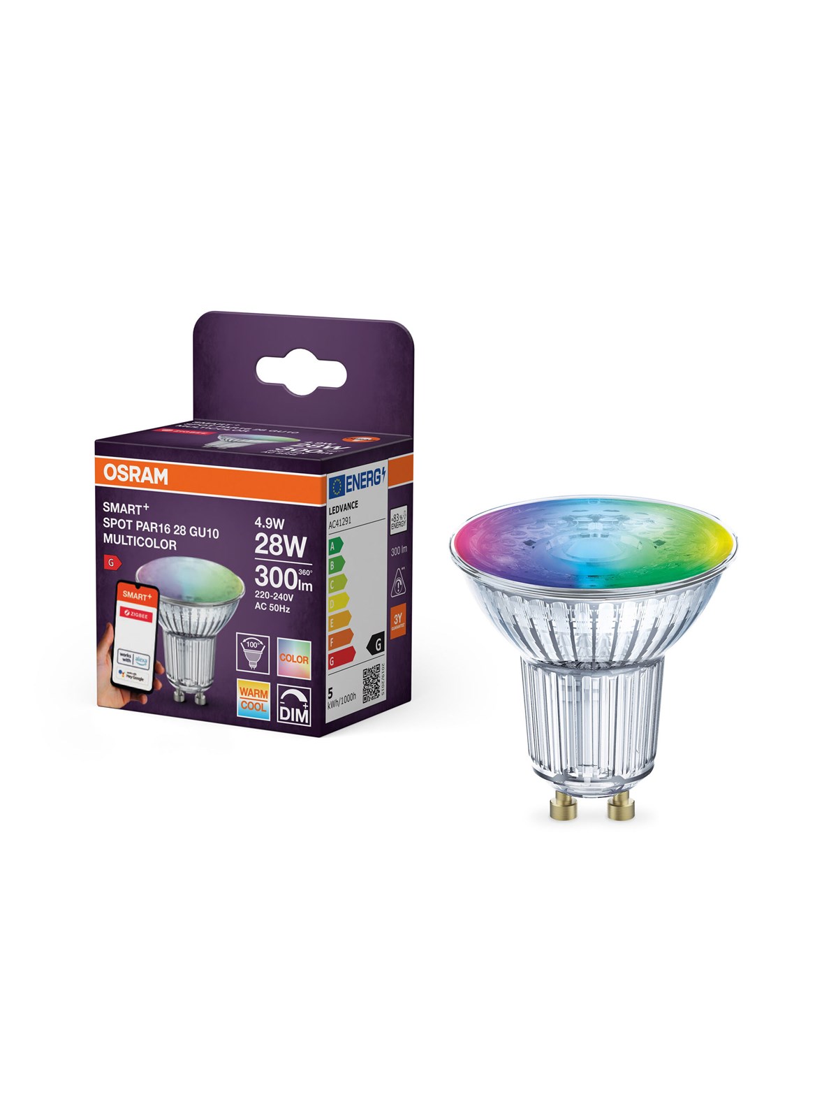 Osram Smart+ Par16 350lm 4.9w/rgbw (50w) Gu10 36° Zigbee - Smart Home - 4099854461859