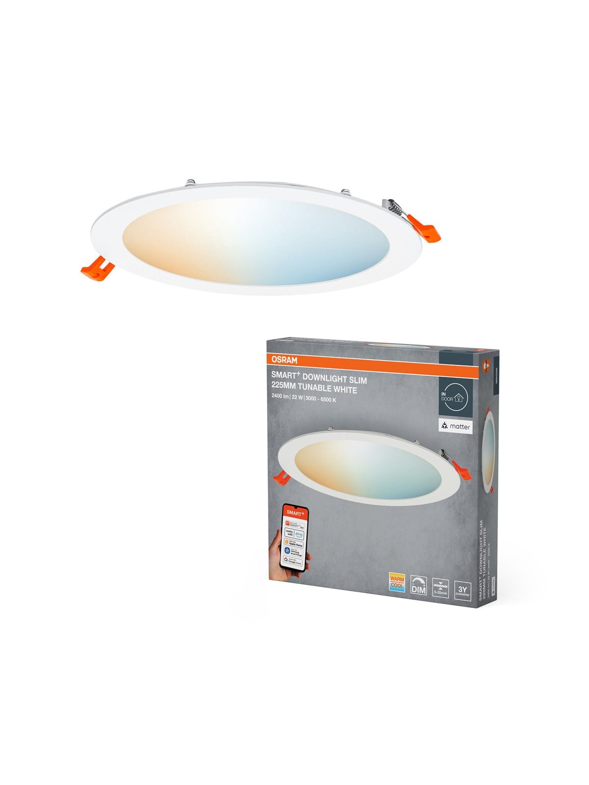 Osram Smart+ Downlight Slim 2000lm 22w/827-865 225mm White Wifi - Smart Home - 4099854475351