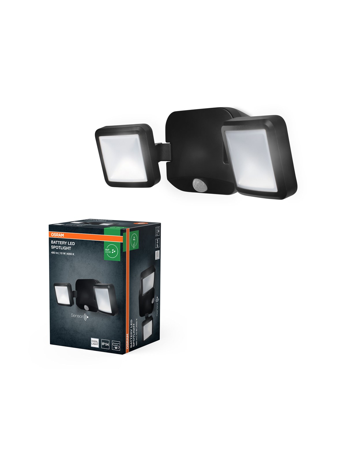 Osram Battery Led Spot Double 480lm 10w/840 332mm Black - Lampen - 4099854497551