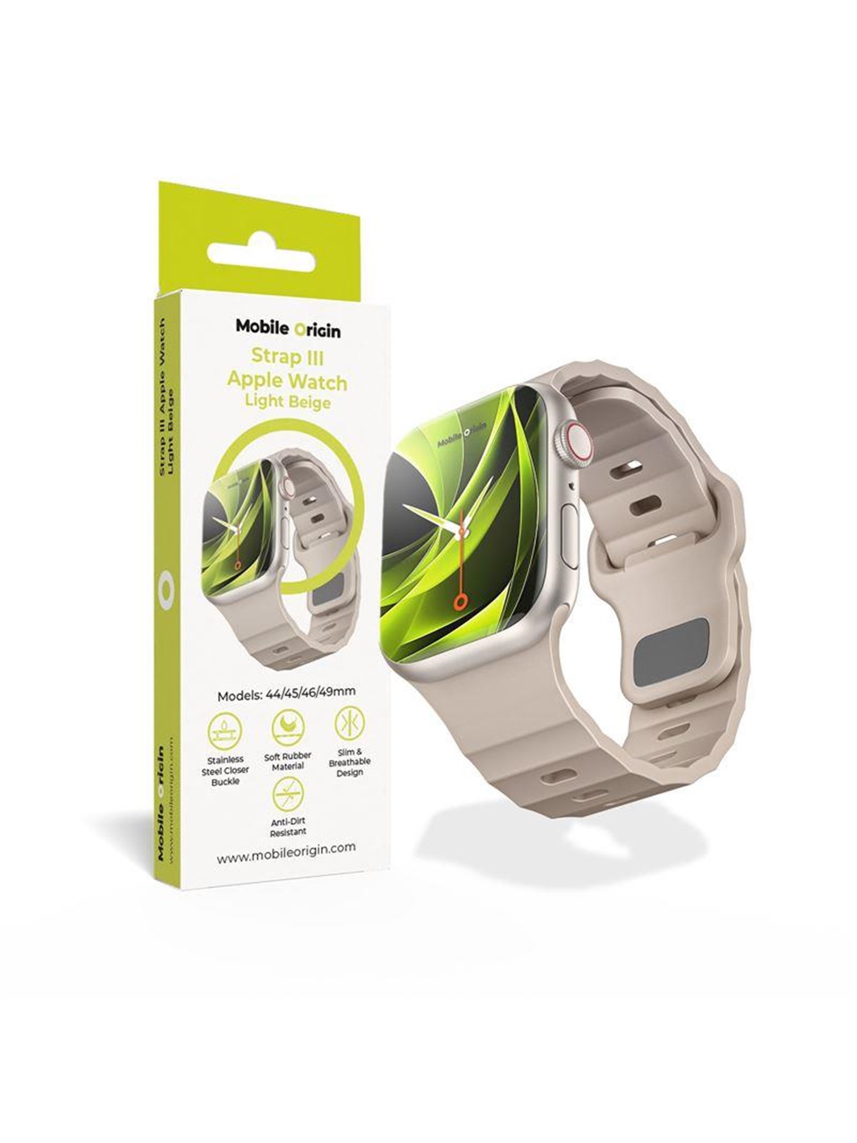 Mobile Origin Strap Iii - Light Beige - Apple Watch 49mm/46mm/45mm/44mm - Smartwatch Accessories - Awms-03-lbg
