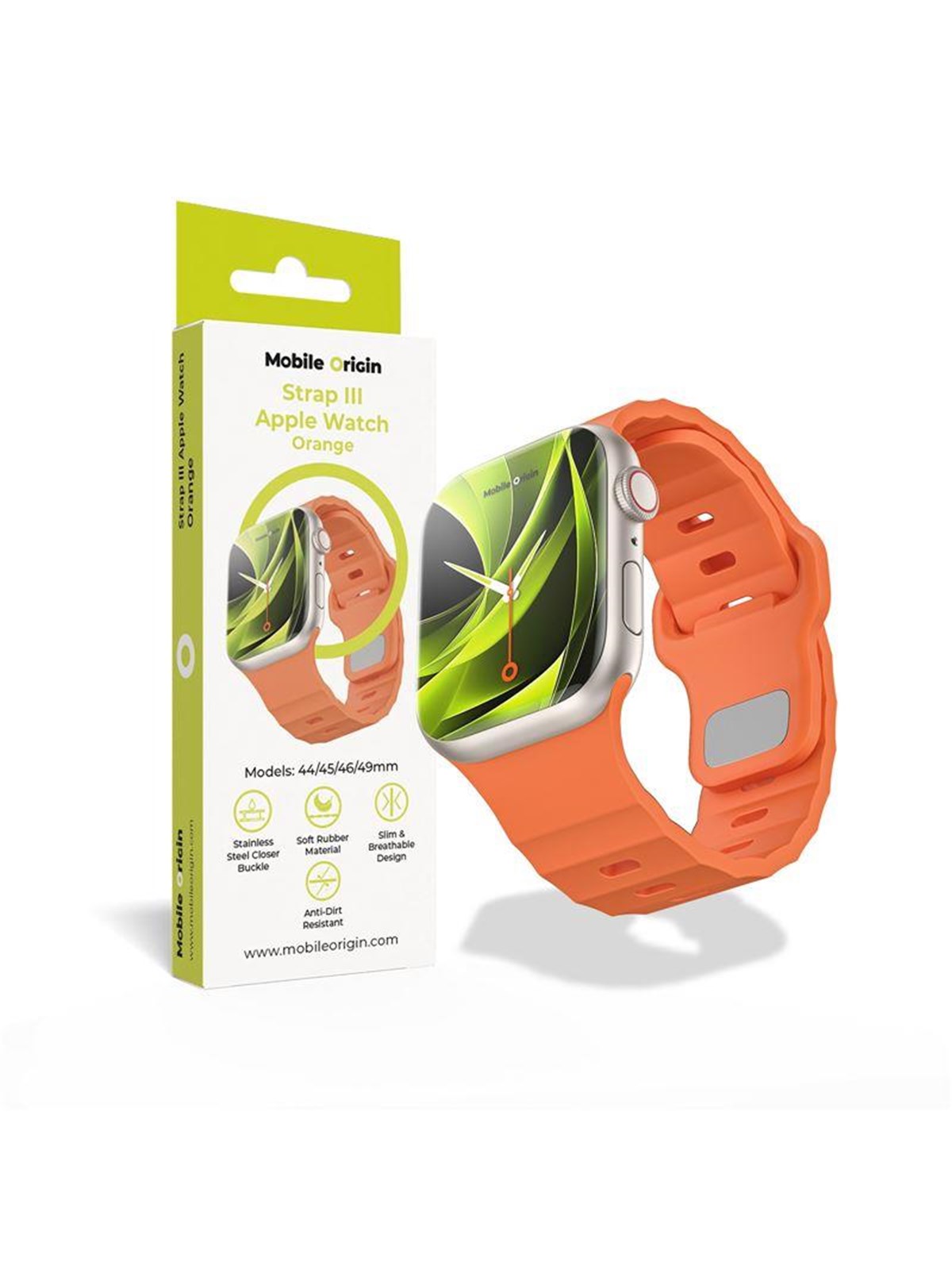 Mobile Origin Strap Iii - Orange - Apple Watch 49mm/46mm/45mm/44mm - Smartwatch Accessories - Awms-03-org