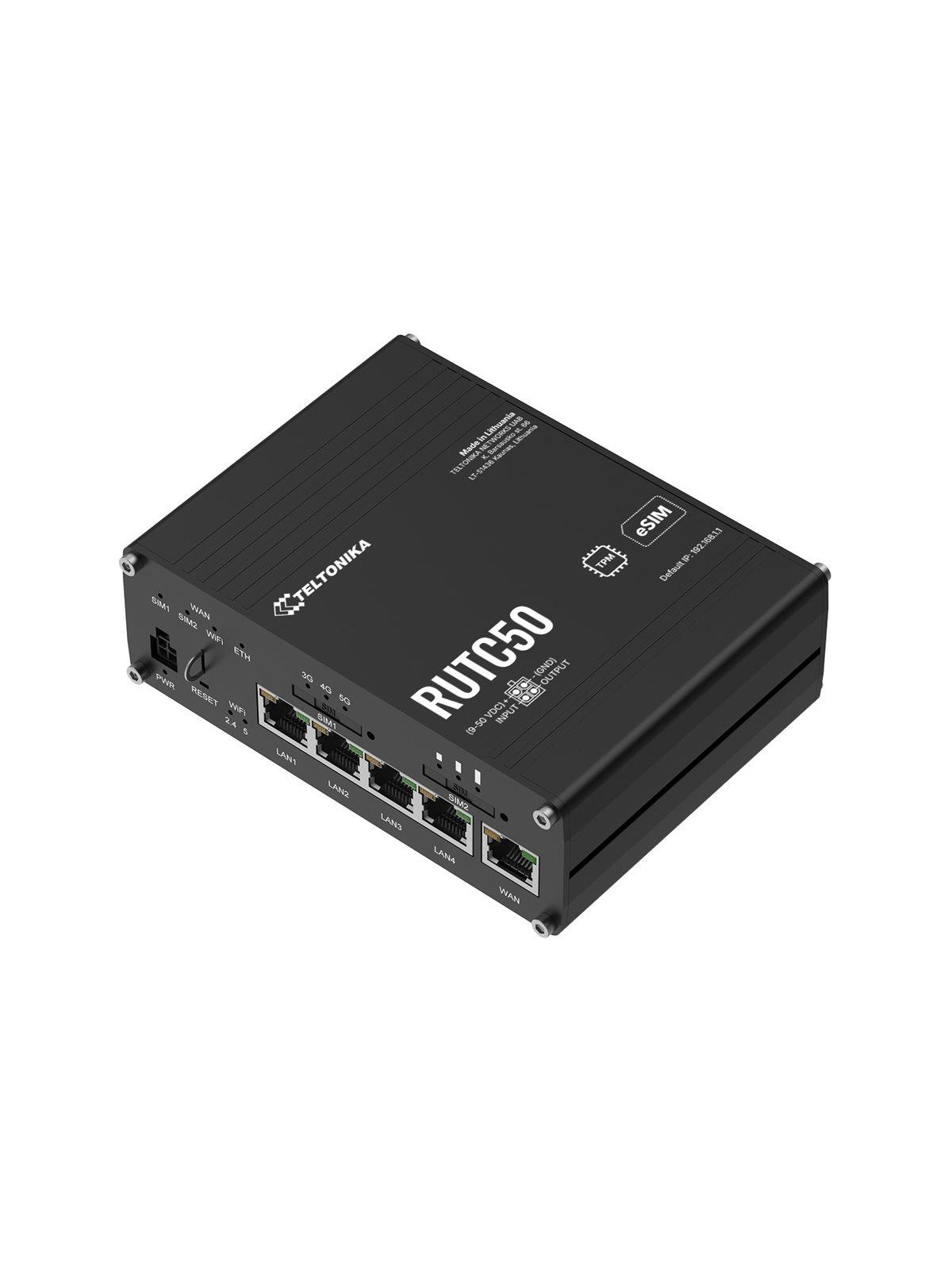 Teltonika Rutc50 - Wireless Router - Wwan - Wi-fi 6 - 3G 4G 5G - Din Rail Mountable Wall-mountable Surface-mountable - Wireless Router Wi-fi 6 - Wlan 