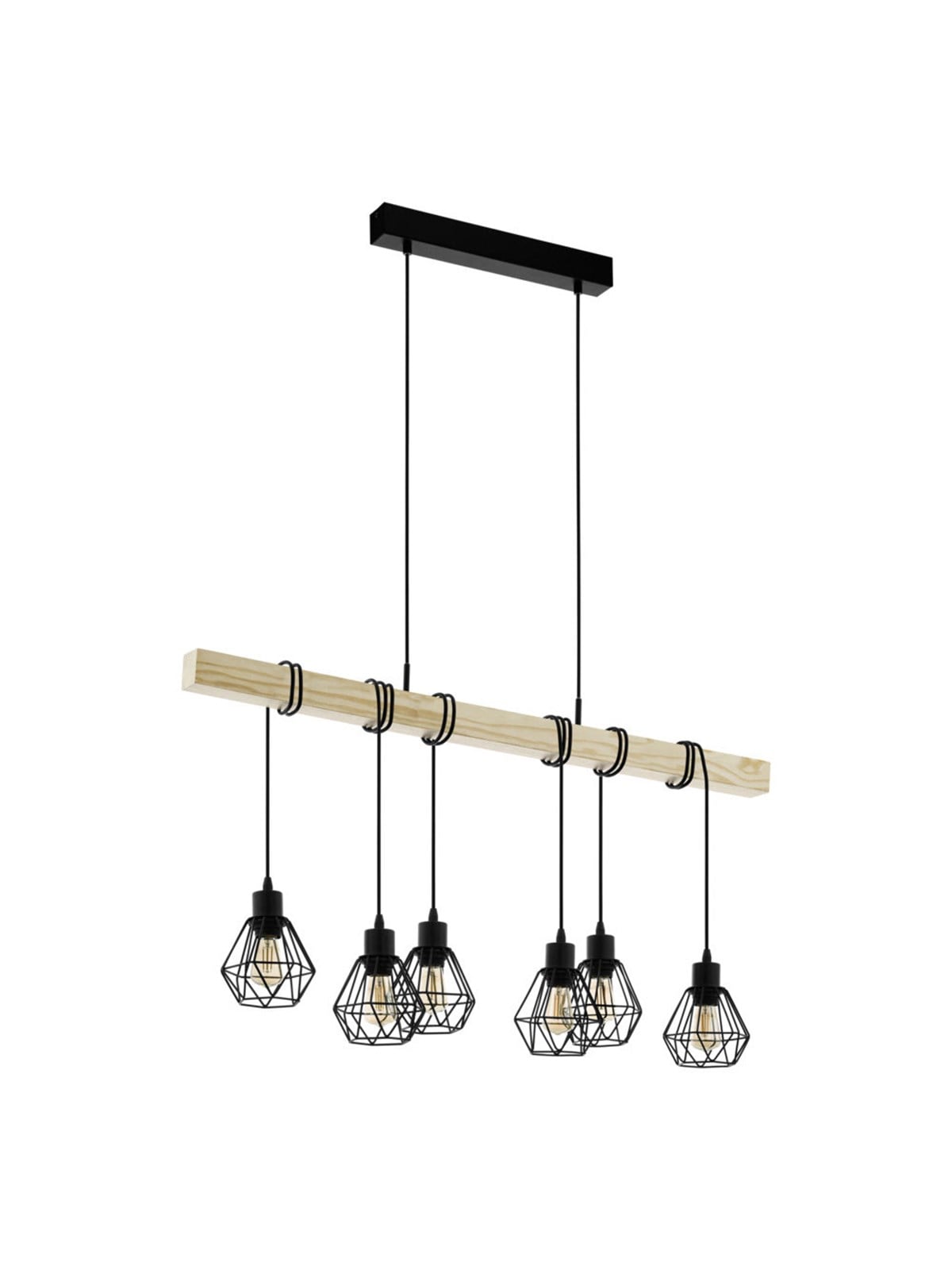 EGLO TOWNSHEND 5 LONG TISCH 6L SCHWARZ/HOLZ