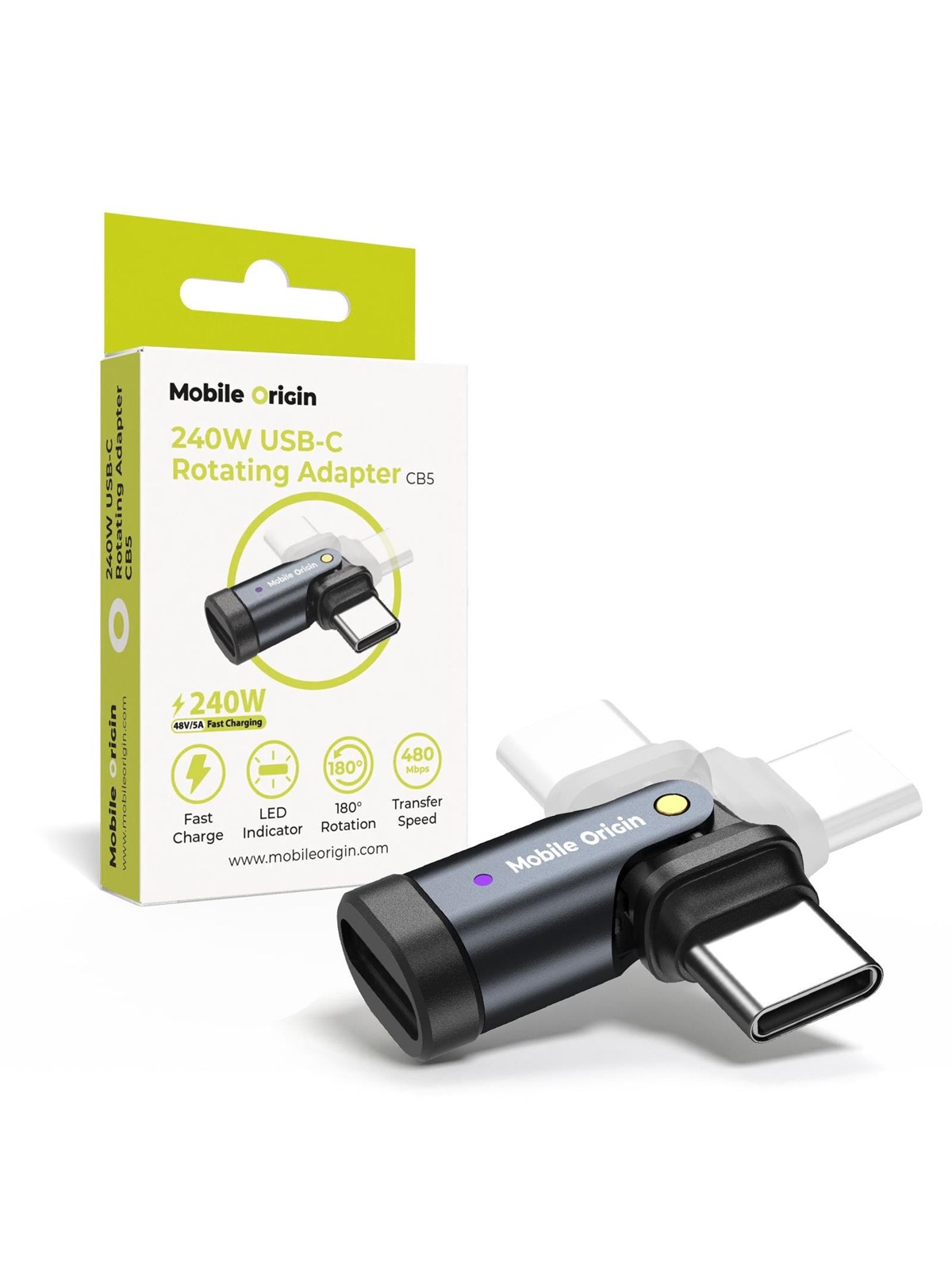 Mobile Origin 240w Usb-c Rotation Adapter Cb5 - Handys Anderes Zubehoer - Mo-240wra-cb5