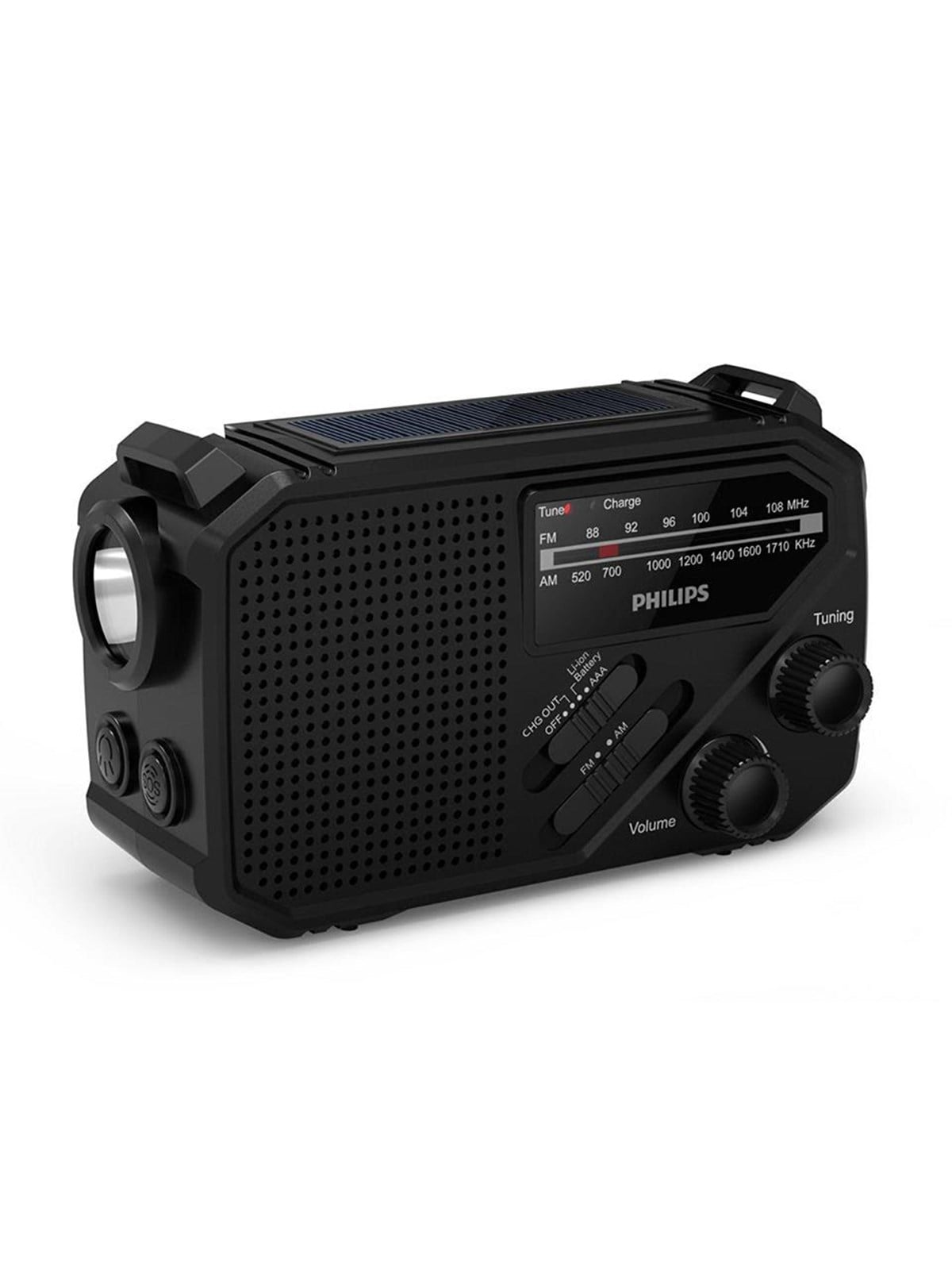 Philips Tar1609/00 - Emergency Radio - Solar - Dynamo - 2000mah Powerbank - Am/fm - Mono - Schwarz - Dab Netzwerk Und Radiowecker