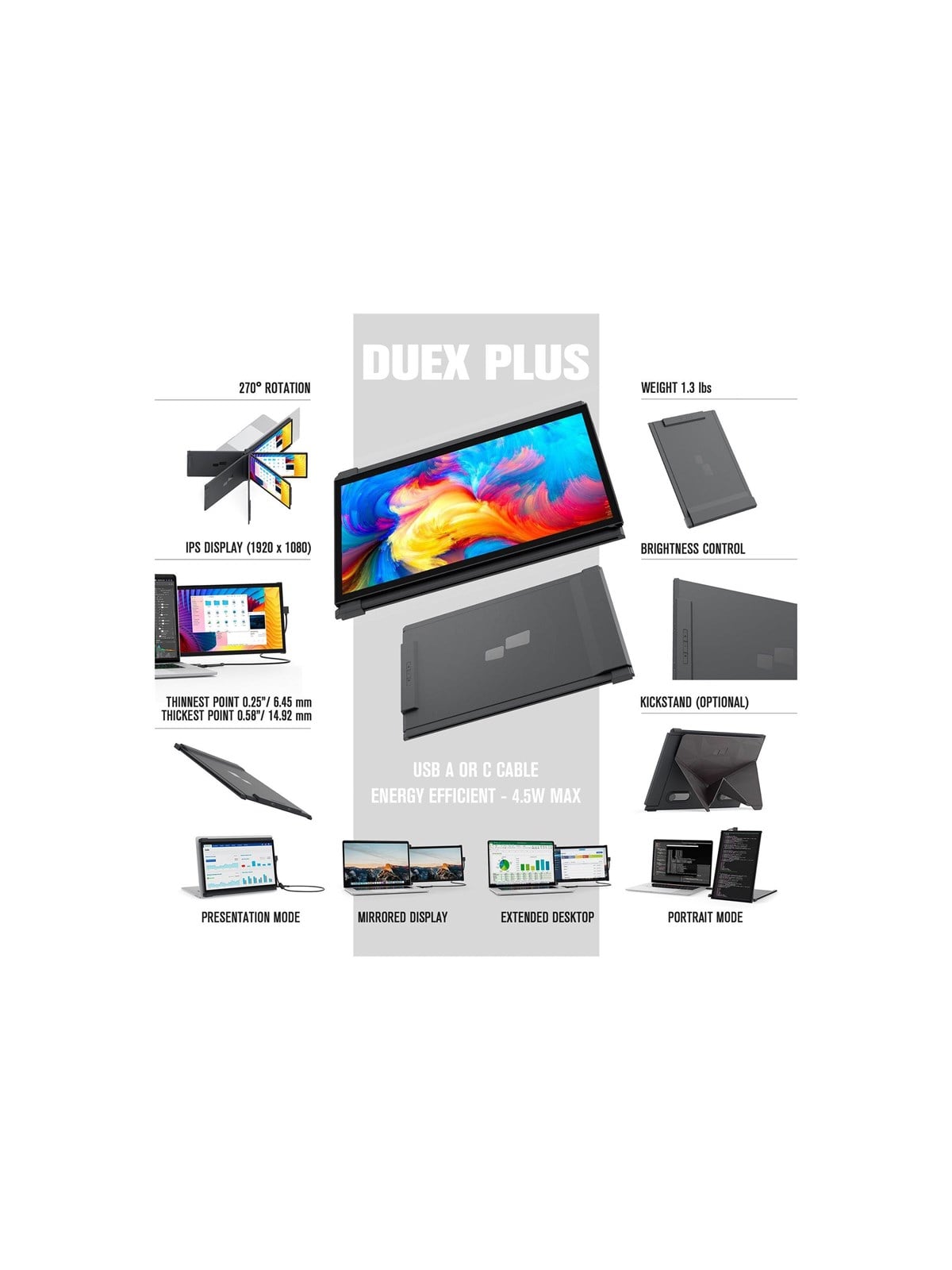 13" Mobile Pixels Duex Plus - Lcd Monitor - Full HD (1080p) - 13.3" - Bildschirm - 101-1006p04