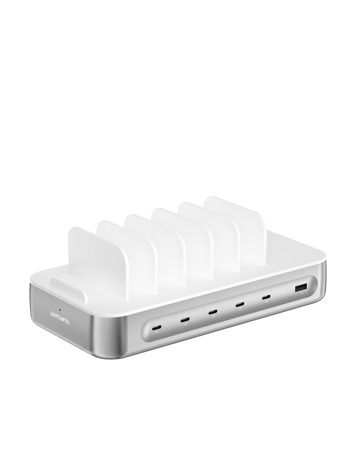 4smarts Charging Station Team 100w 1x Usb-a Port 5x Usb-c Ports Includes 6 Cables Silver - Handys Adapter Und Ladegeraete - 541281