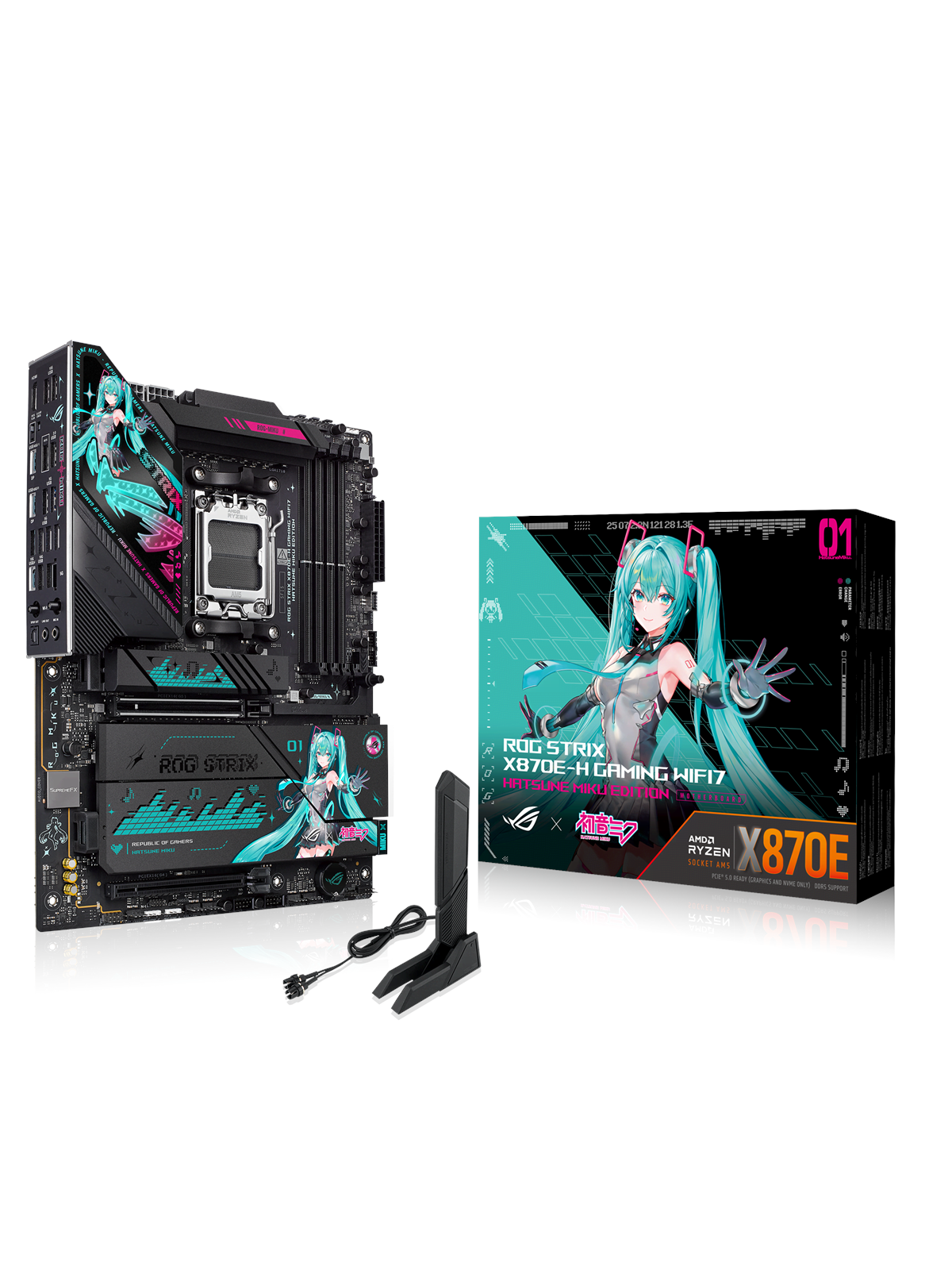 Asus Rog Strix X870e-h Gaming Miku Wifi7 Mainboard - Amd X870e - Amd Am5 Socket - Ddr5 Ram - Atx - 90mb1ma0-m0eay0