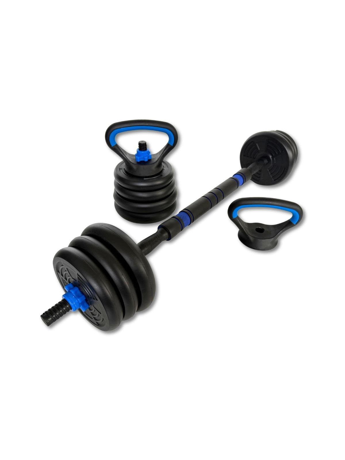 Asg 20 kg. Vægtsæt m. Runde Skiver - Sort/blå - Sport Fitness - Asg4460black