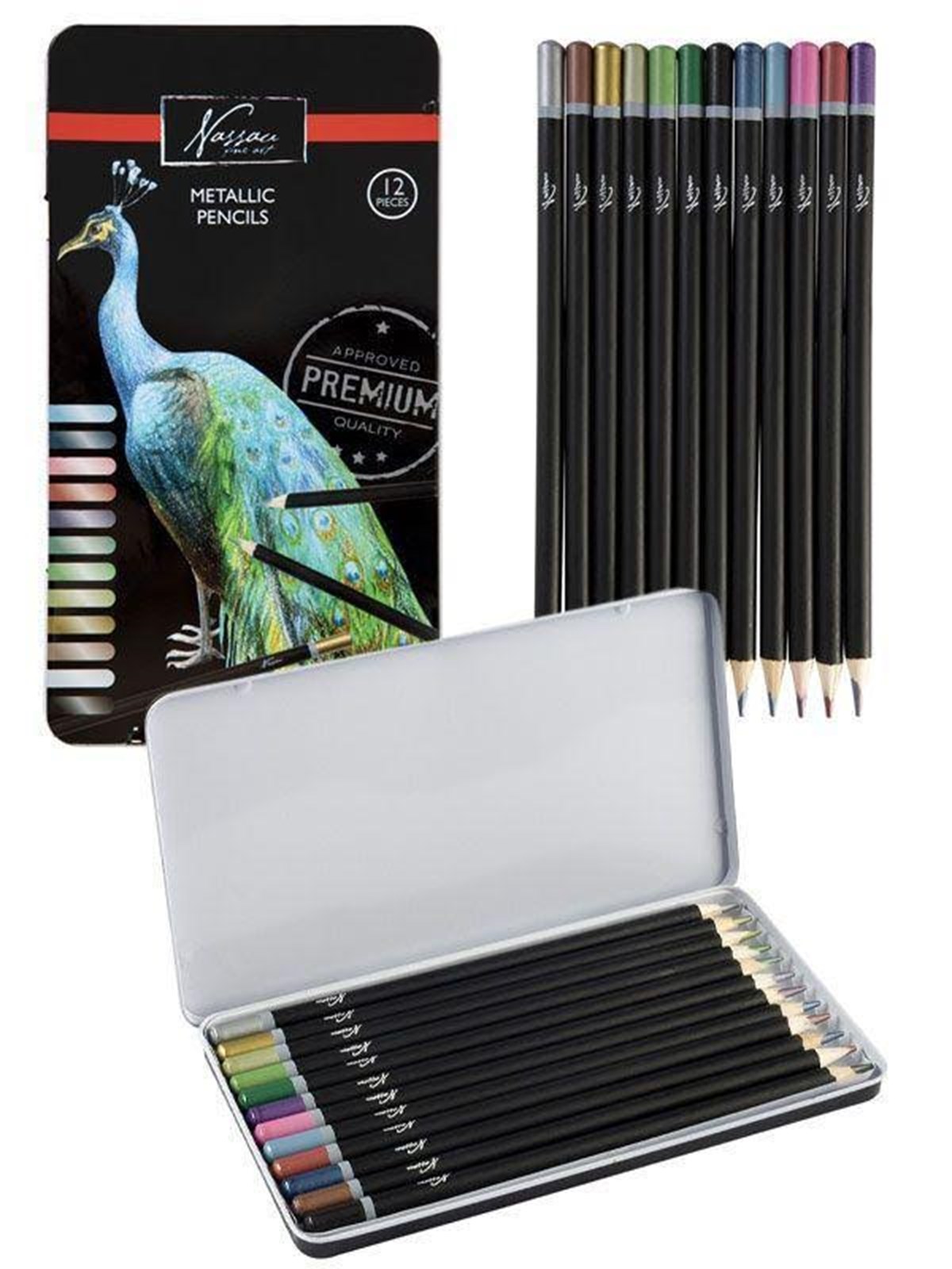 Creative Craft Group Crayons Metallic 12 Pcs in Metal Box - Utensilien Zum Schreiben Und Zeichnen - Ar0207/ge