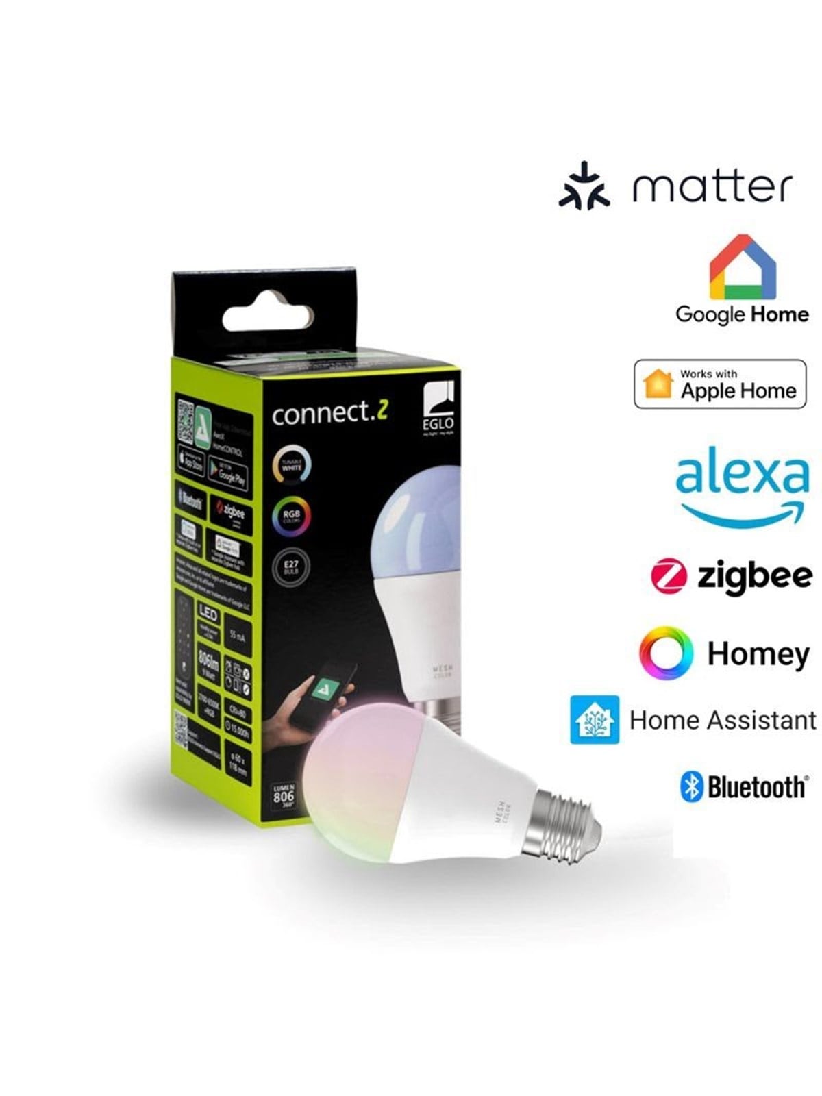 Eglo E27 Led-z Matter A60 Rgb/cct 11w 1300lm Opal - Smart Home - 110396