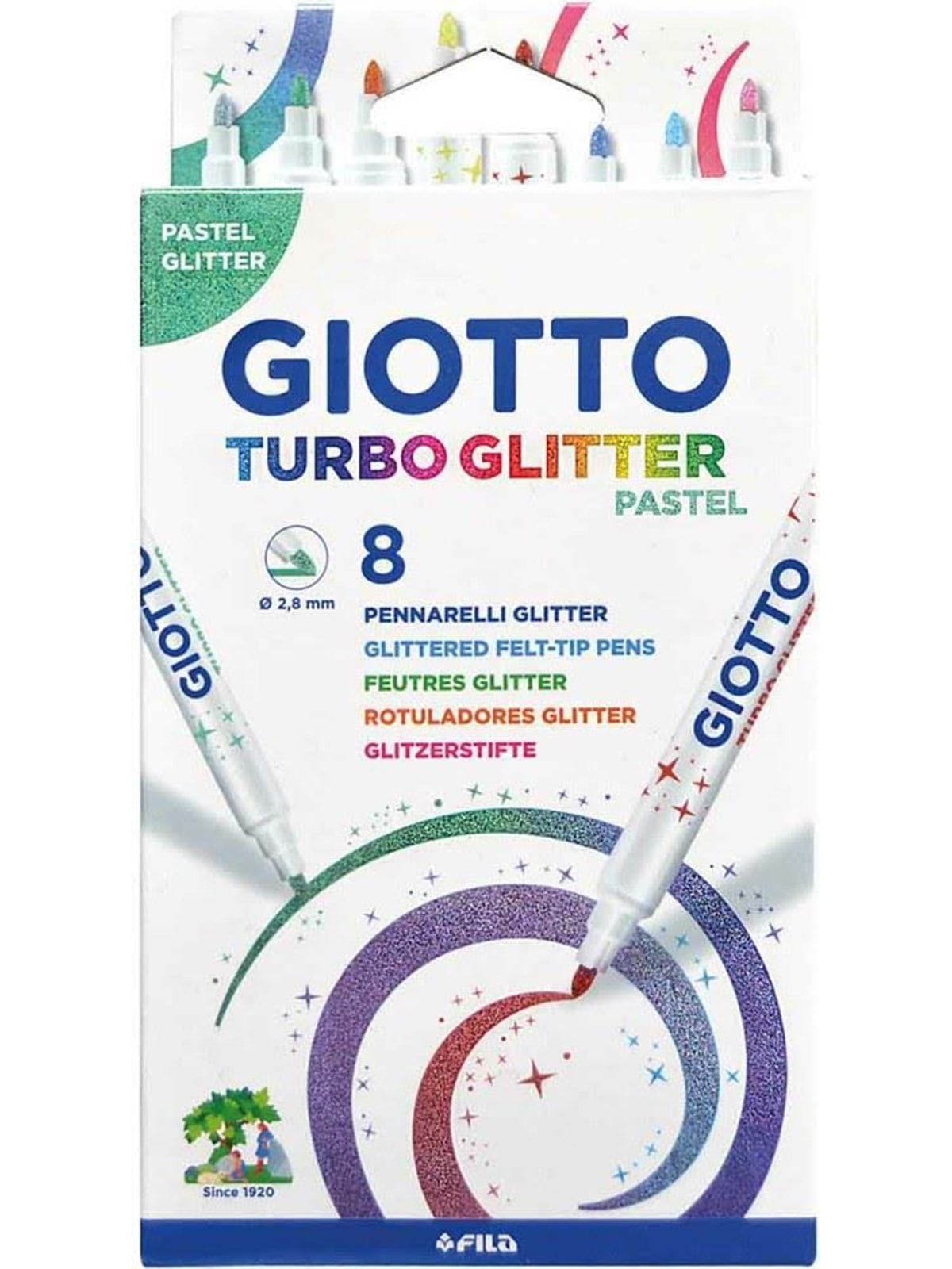 Giotto Turbo Glitter Glitter Markers 8 Pcs Pastel - Hobby Zubehoer - 426300