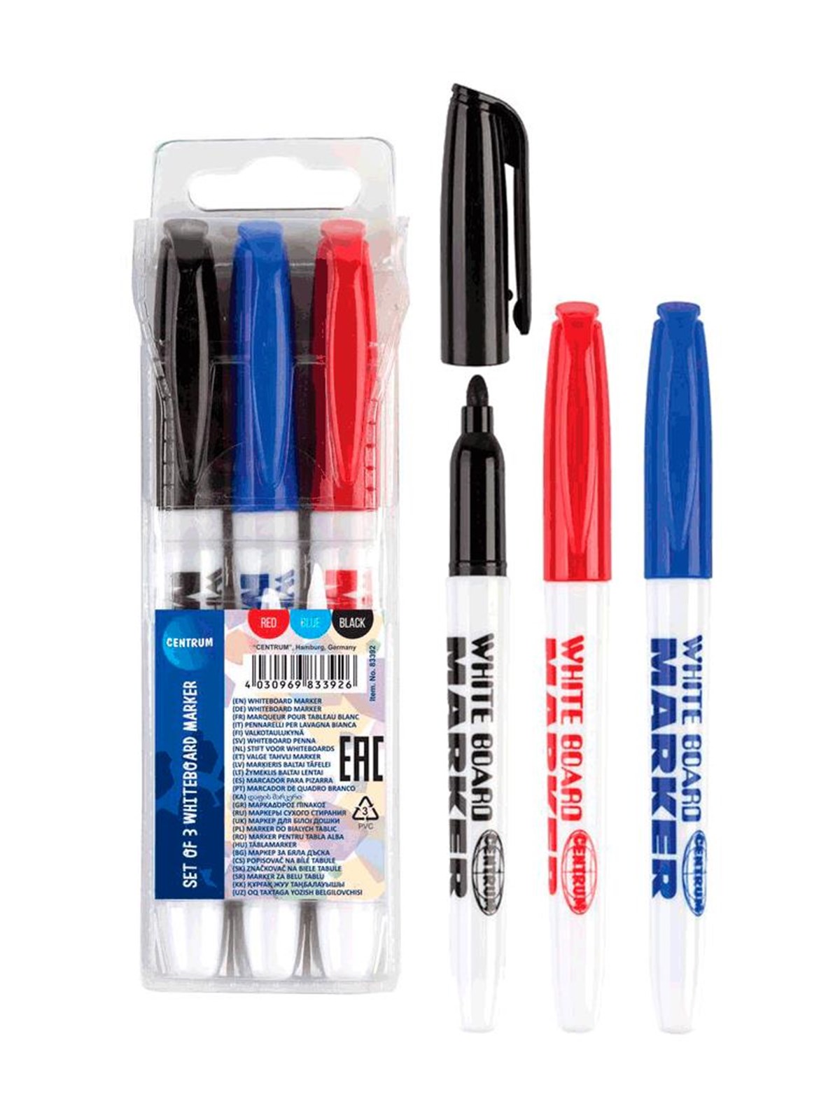 Centrum Whiteboard Marker Medium. 3 Pcs. Ass. - Utensilien Zum Schreiben Und Zeichnen - 83392