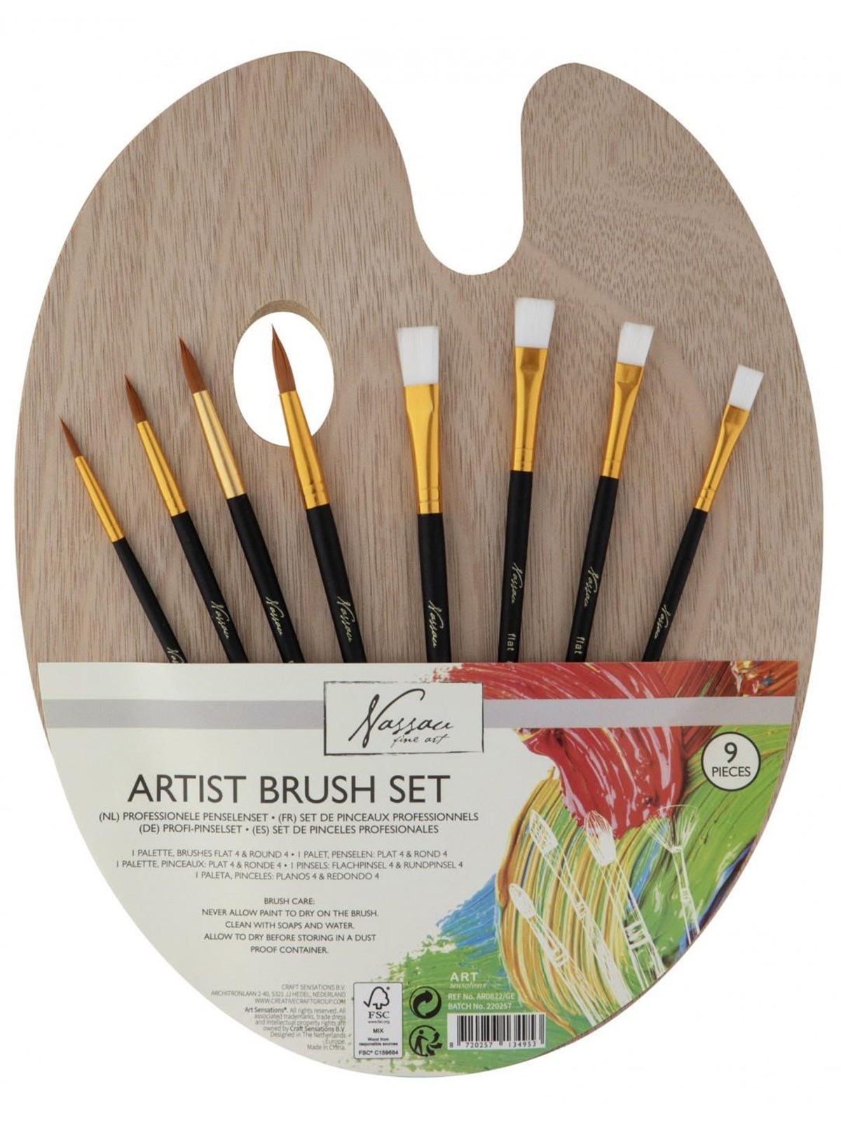 Creative Craft Group Wooden Palette With 8 Brushes. - Hobby Zubehoer - Ar0822/ge
