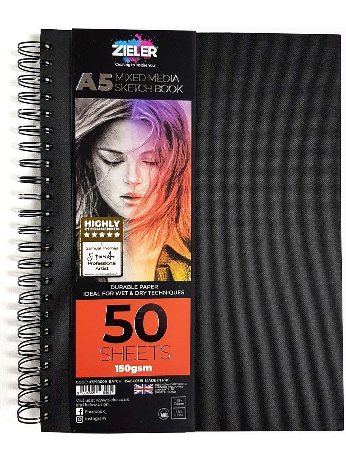 Zieler Sketchbook Hardcoverspiral A5 150g - Hobby Zubehoer - Z07290009