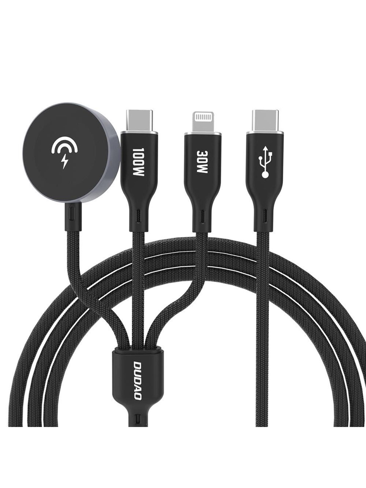 Dudao Apple Watch A12max+ PD 100w 3in1 Charger Cable: Usb-c Lightning 1.2m - Black - Usb Kabel - 6976625333523