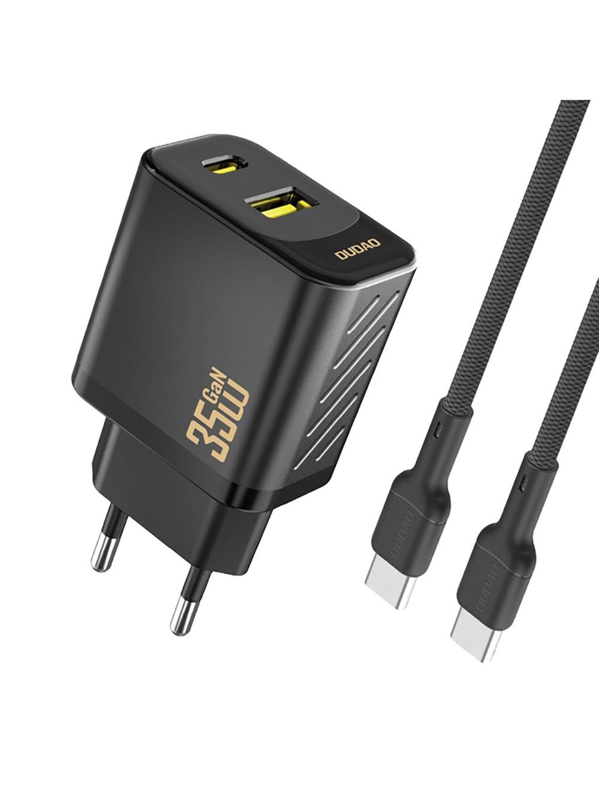 Dudao A27 Maxc 35w Gan Wall Charger + Usb-c Cable - Black - Handys Adapter Und Ladegeraete - 6977196680276