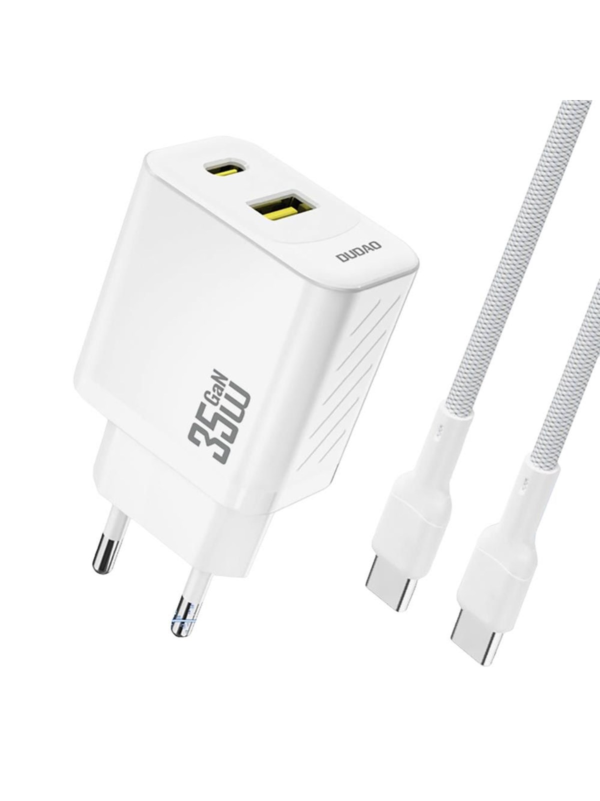 Dudao A27 Maxc 35w Gan Wall Charger + Usb-c Cable - White - Handys Adapter Und Ladegeraete - 6977196680269