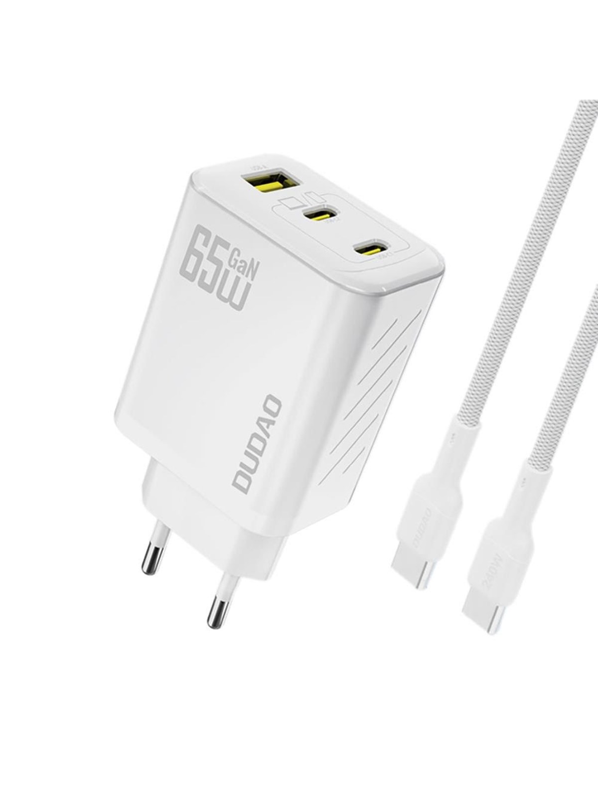 Dudao A29c 65w Gan Wall Charger + Usb-c Cable - White - Handys Adapter Und Ladegeraete - 6976625334926
