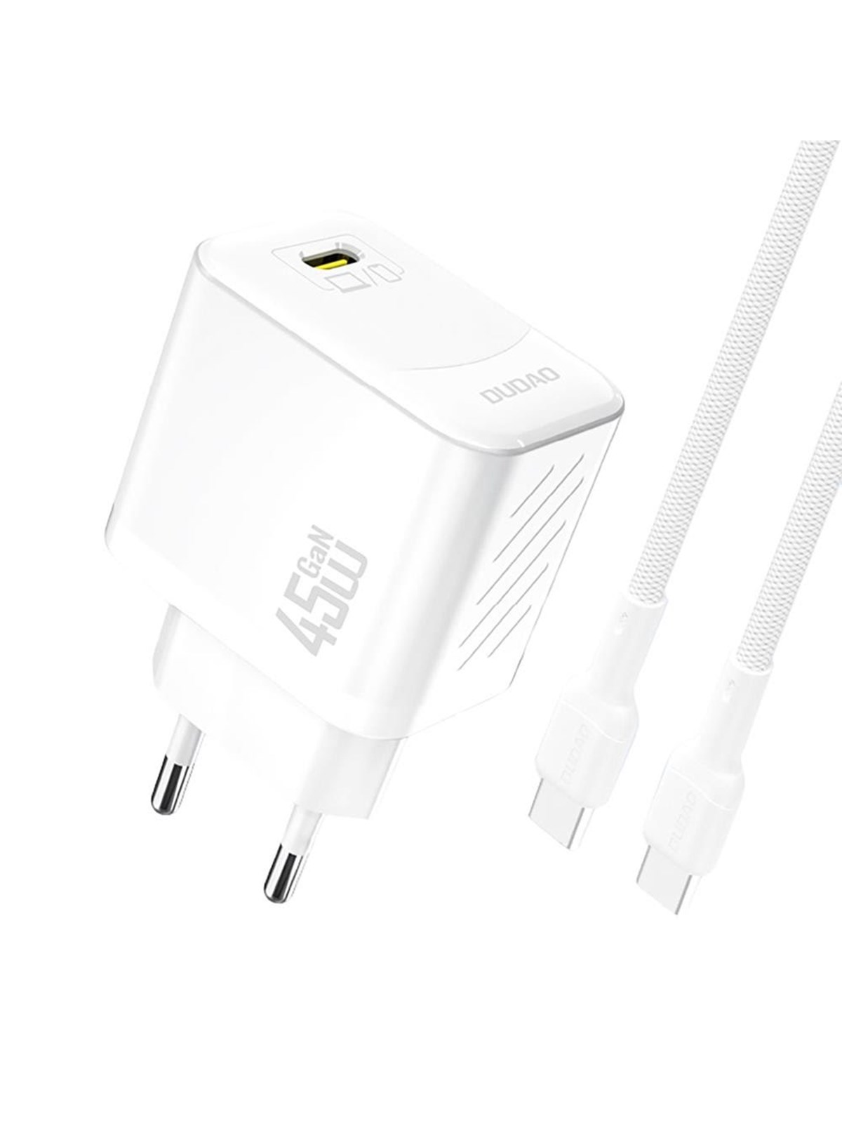 Dudao A28c 45w Gan Wall Charger + Usb-c Cable - White - Handys Adapter Und Ladegeraete - 6976625334261